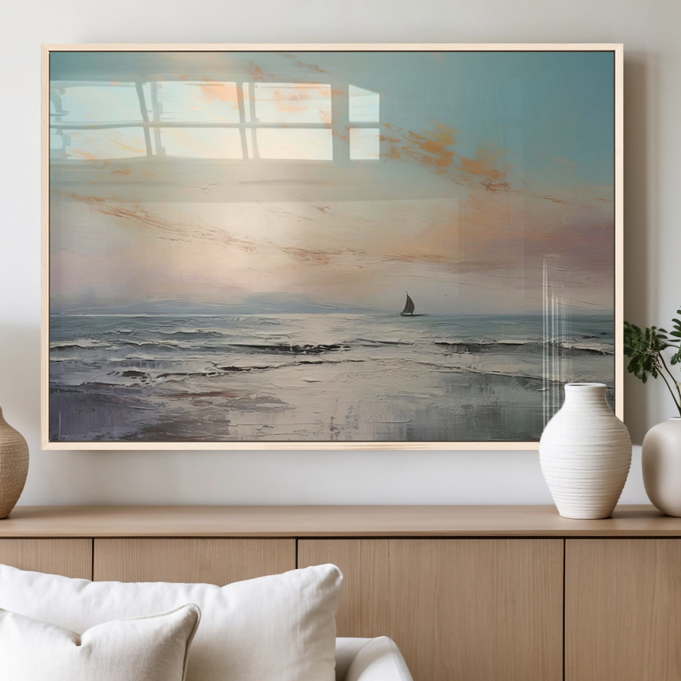 MGV-FP-60X30-3P - Abstract Ocean Wall Art -  Boat Wall Art Canvas Print