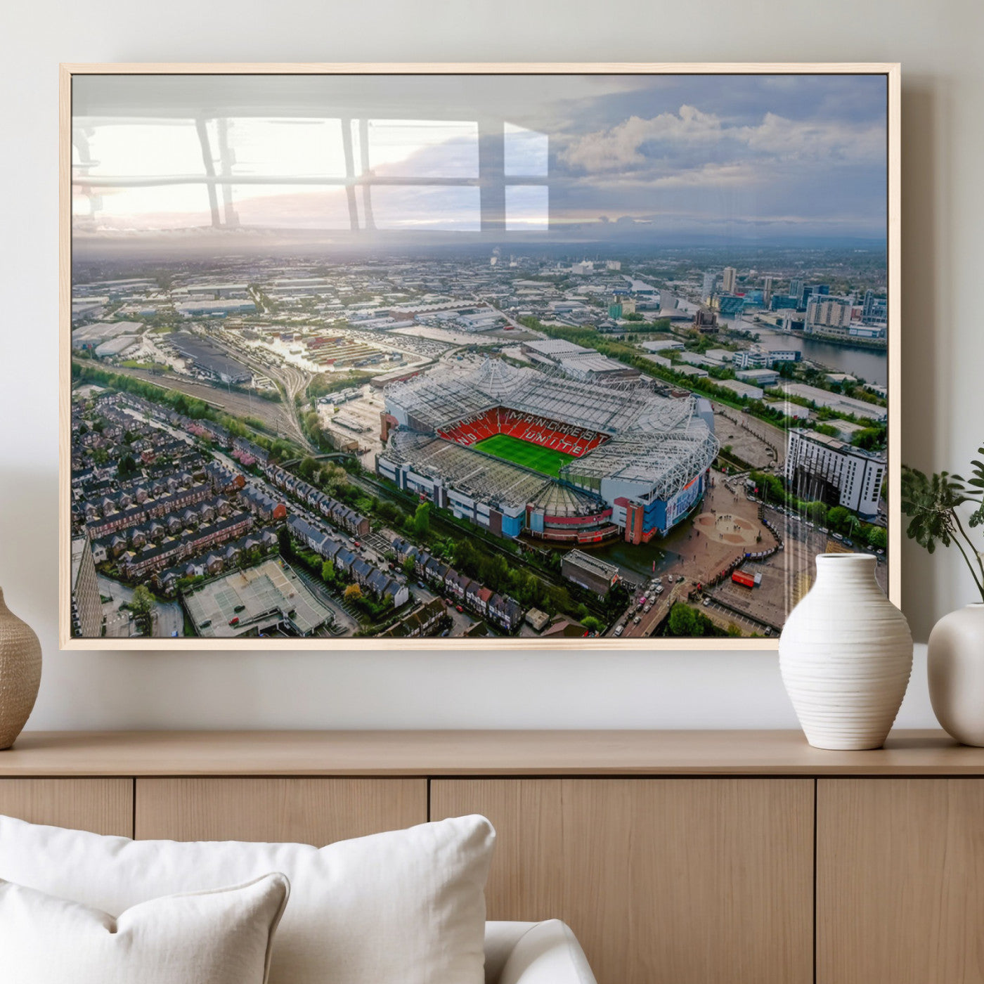 MGV-FP-60X30-3P - Old Trafford Manchester United Stadium Wall Art Canvas Print - Aerial View Stadium, Old Trafford