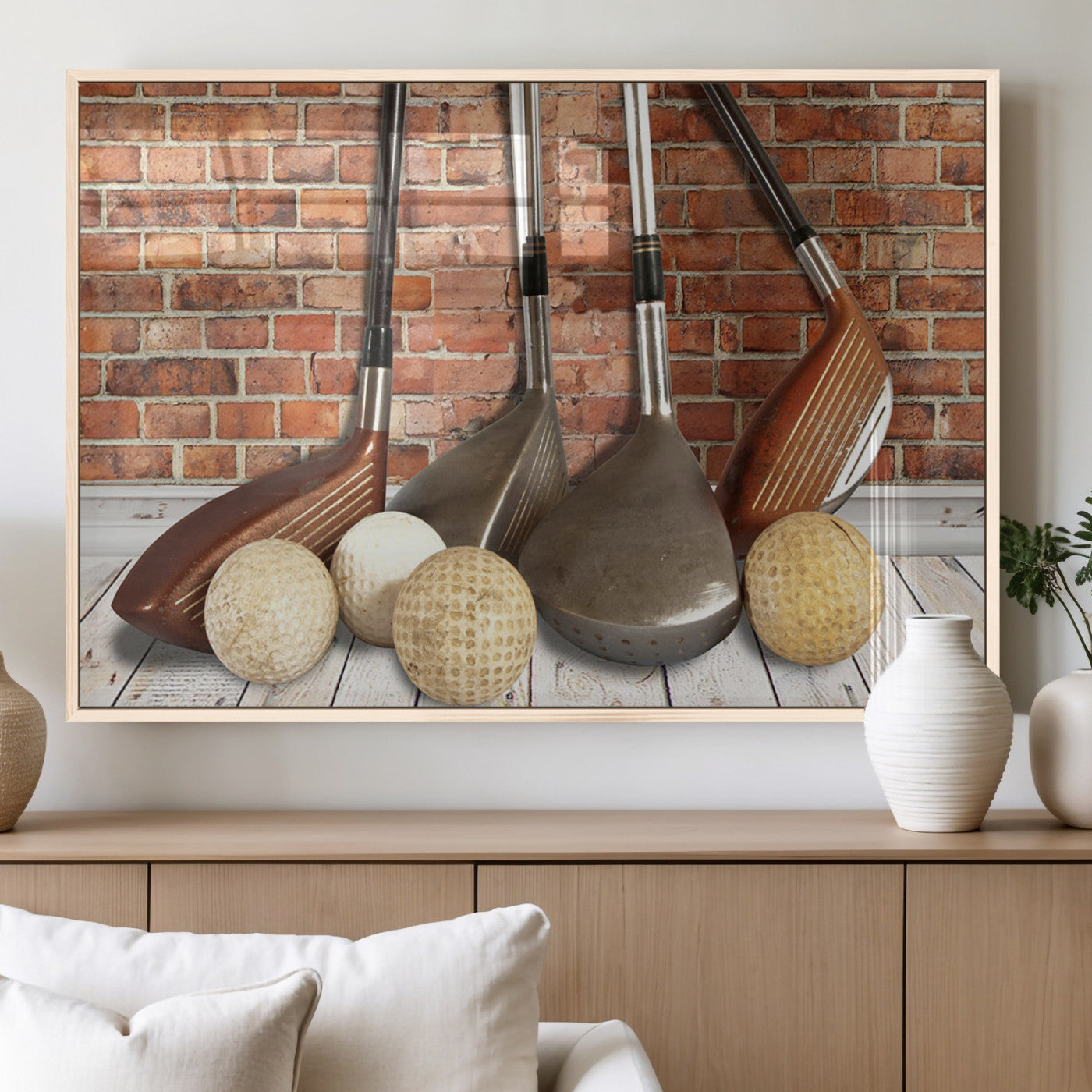MGV-FP-60X30-3P - Vintage Golf Ball Wall Art Canvas Print | Golf Decor for Man Cave or Office | Ready to Hang and