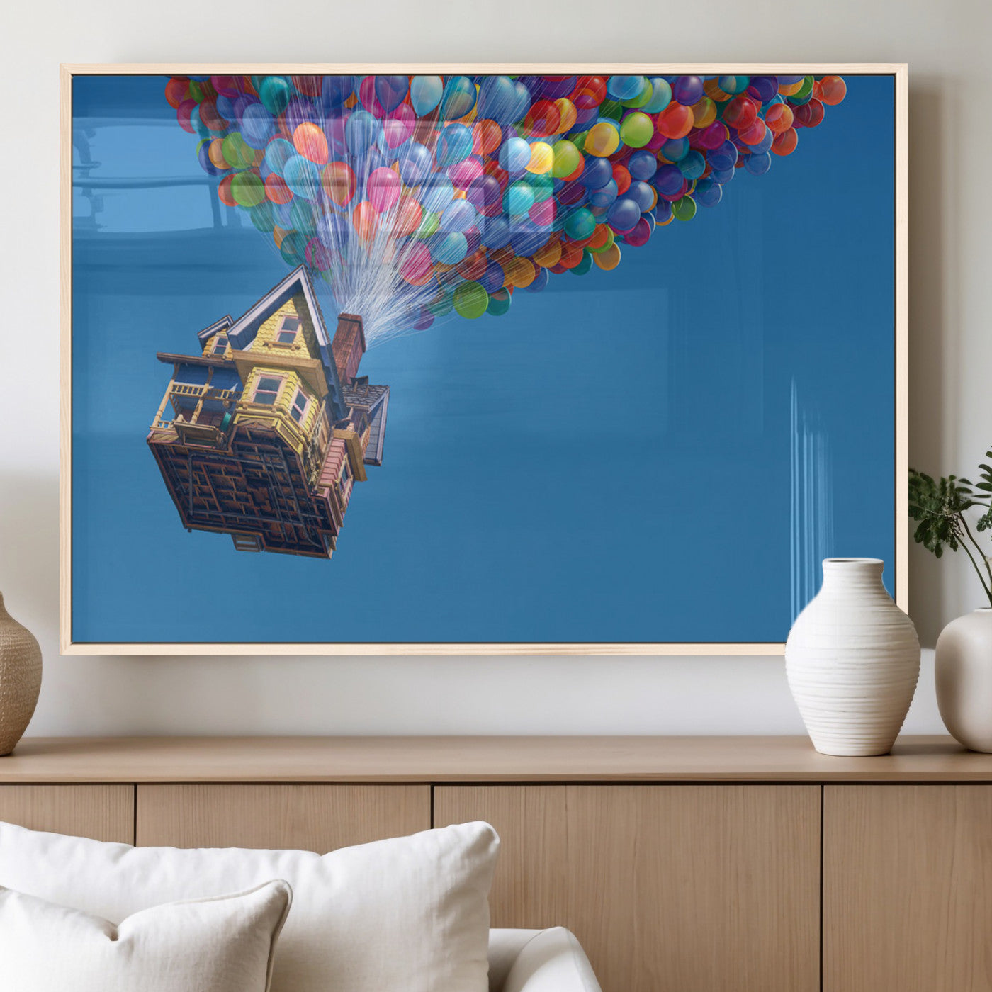 MGV-FP-36X24-3P - Carl Fredricksen, Up Movie Wall Art, Balloons Wall Art, Air Balloons for Kids Room Print