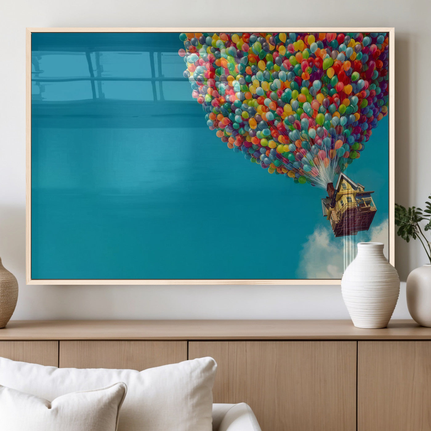MGV-FP-60X30-3P - Carl Fredricksen, Up Movie Wall Art, Colorful Balloon House Art | Whimsical Wall Decor for Living