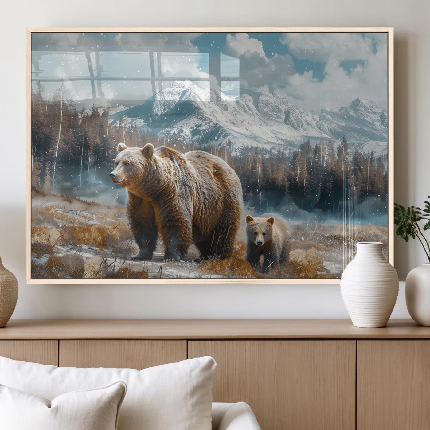 MGV-FP-60X30-3P - Bear and Baby Bear Wall Art Canvas Print