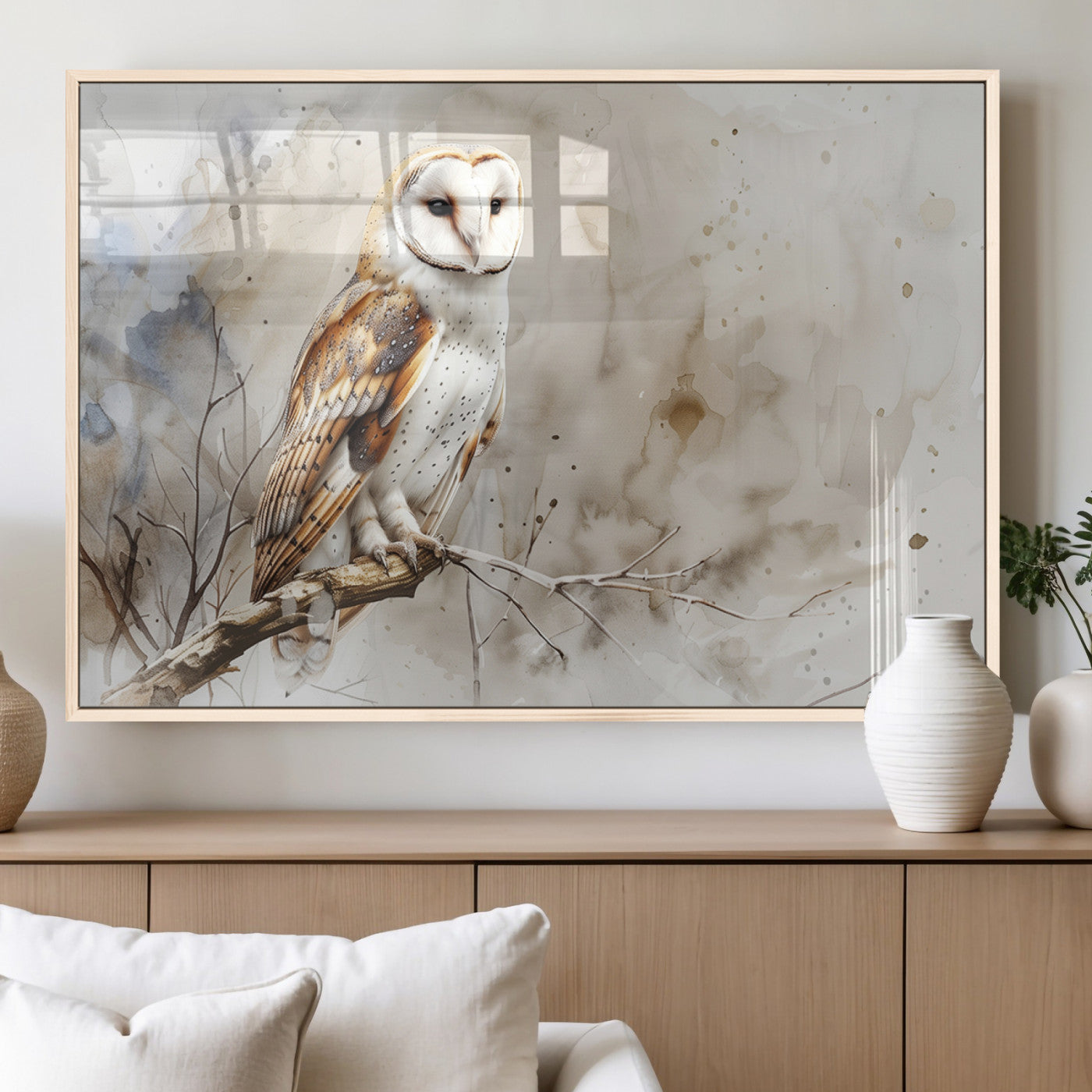 MGV-FP-60X30-3P - Barn Owl Wall Art | Watercolor Canvas Print | Perfect for Farmhouse Wall Decor | Ready to Hang