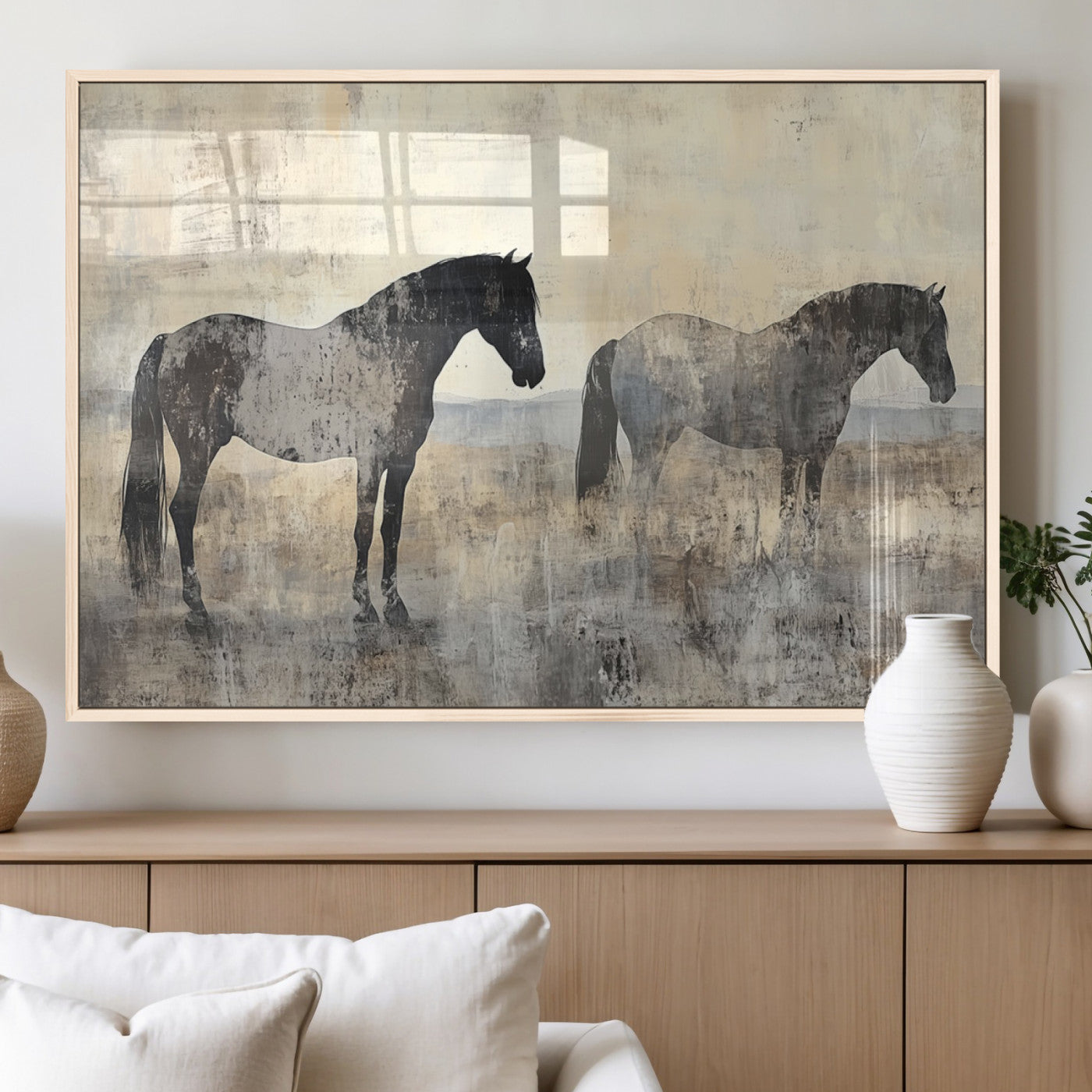 MGV-FP-60X30-3P - Vintage Horses Wall Art Canvas Print