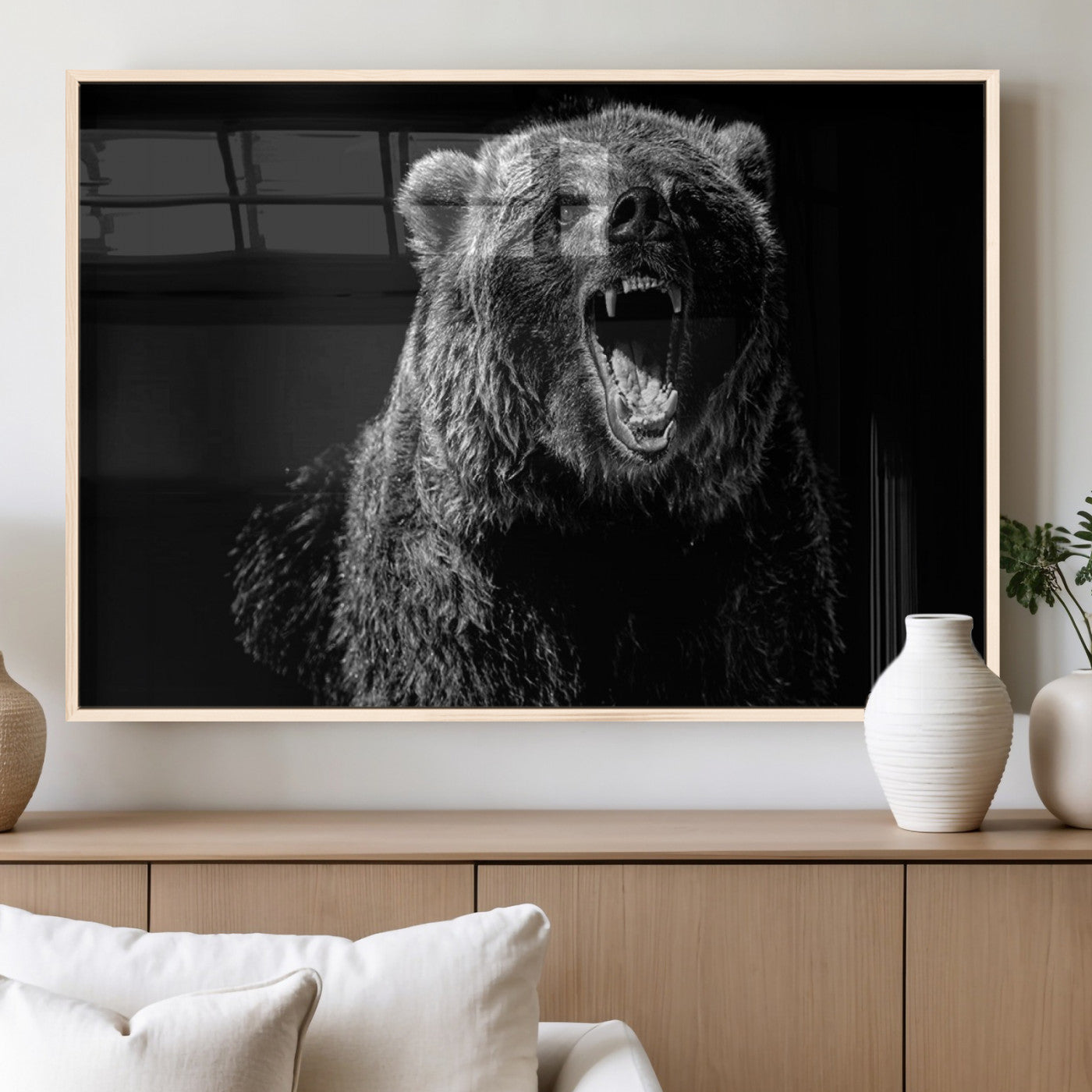 MGV-FP-60X30-3P - Bear Canvas Print | Wildlife Wall Art for Cabin Decor | Ready to Hang Framed