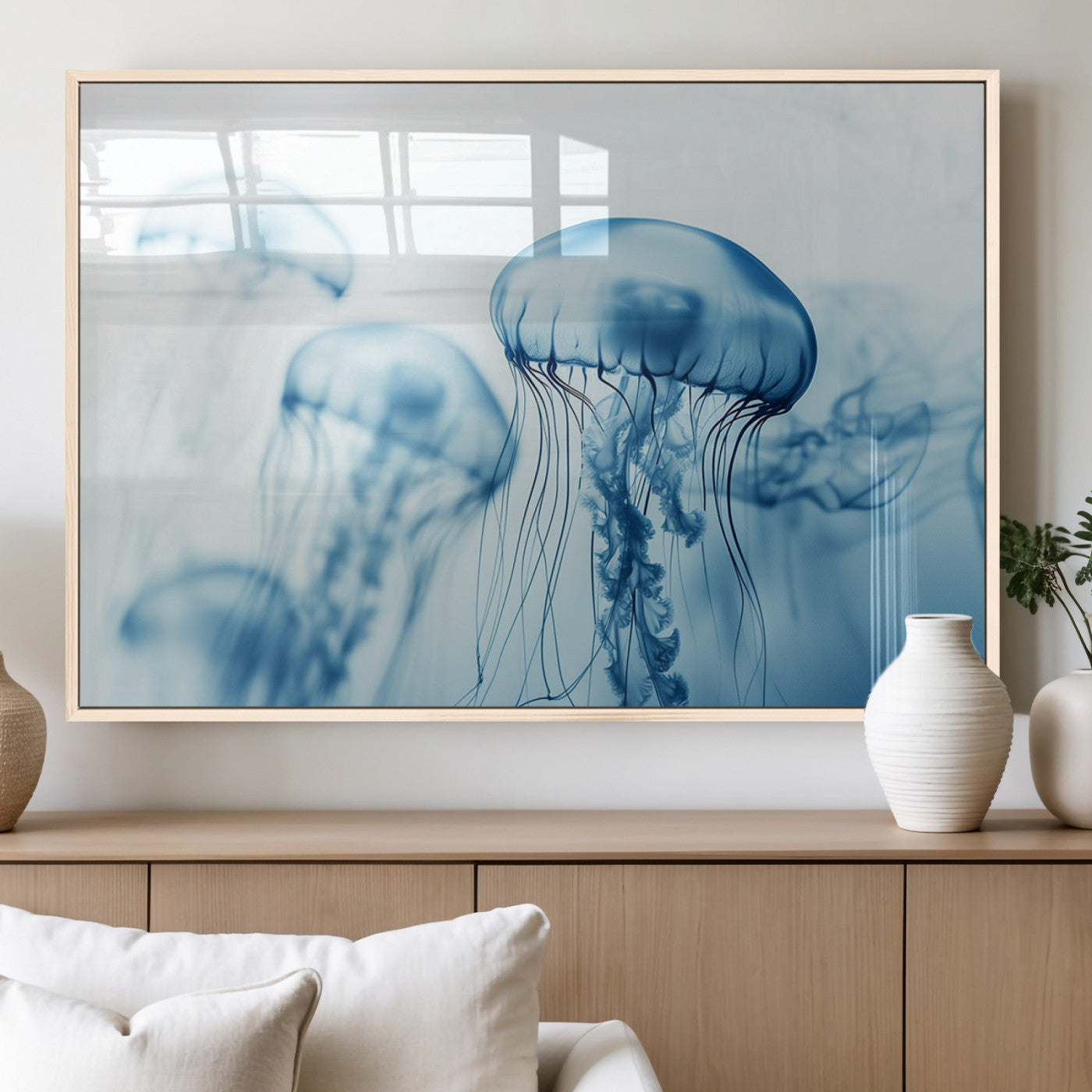 MGV-FP-60X30-3P - Blue Jellyfish Wall Art Canvas Print