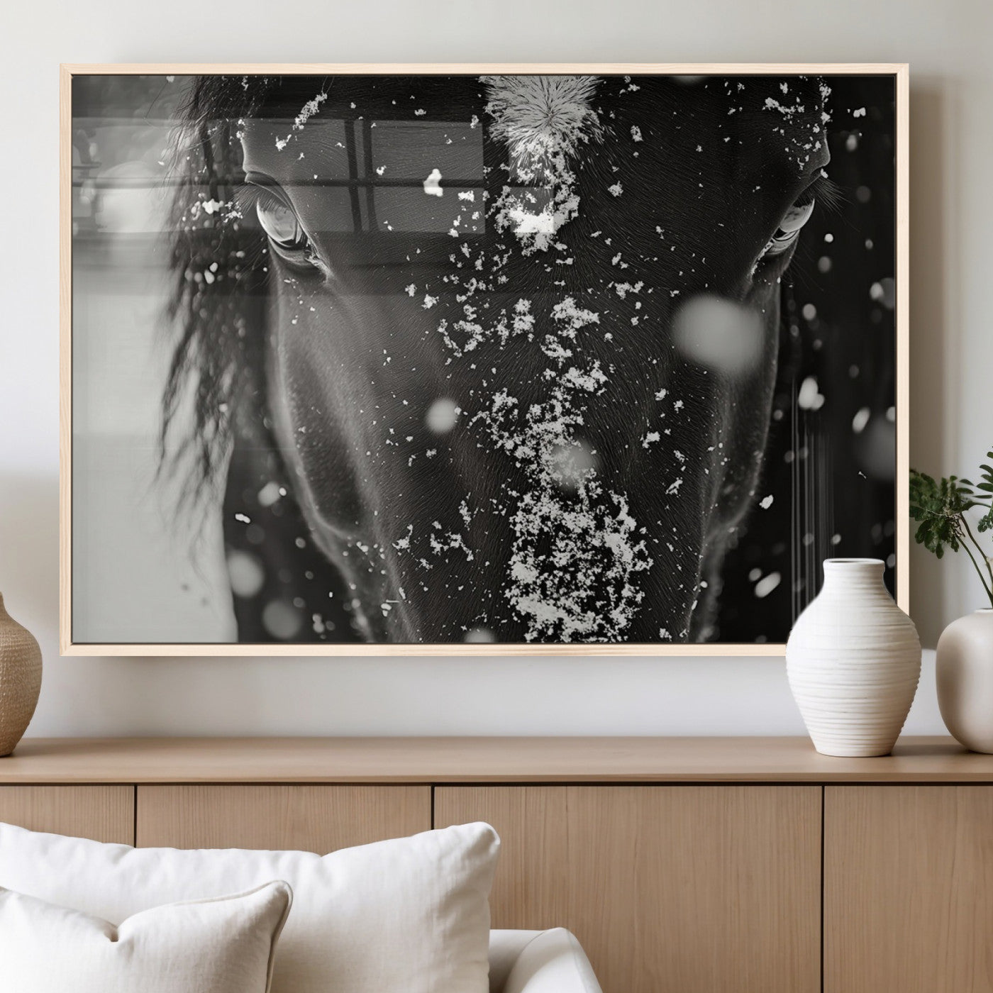 MGV-FP-60X30-3P - Winter Horse Snow Wall Art Canvas Print