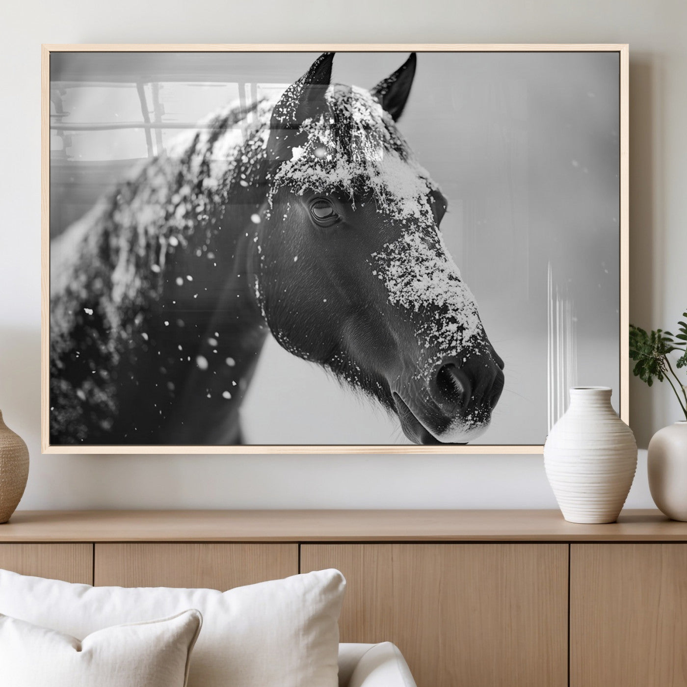MGV-FP-60X30-3P - Horse Canvas Print - Winter Horse Snow Wall Art Canvas Print