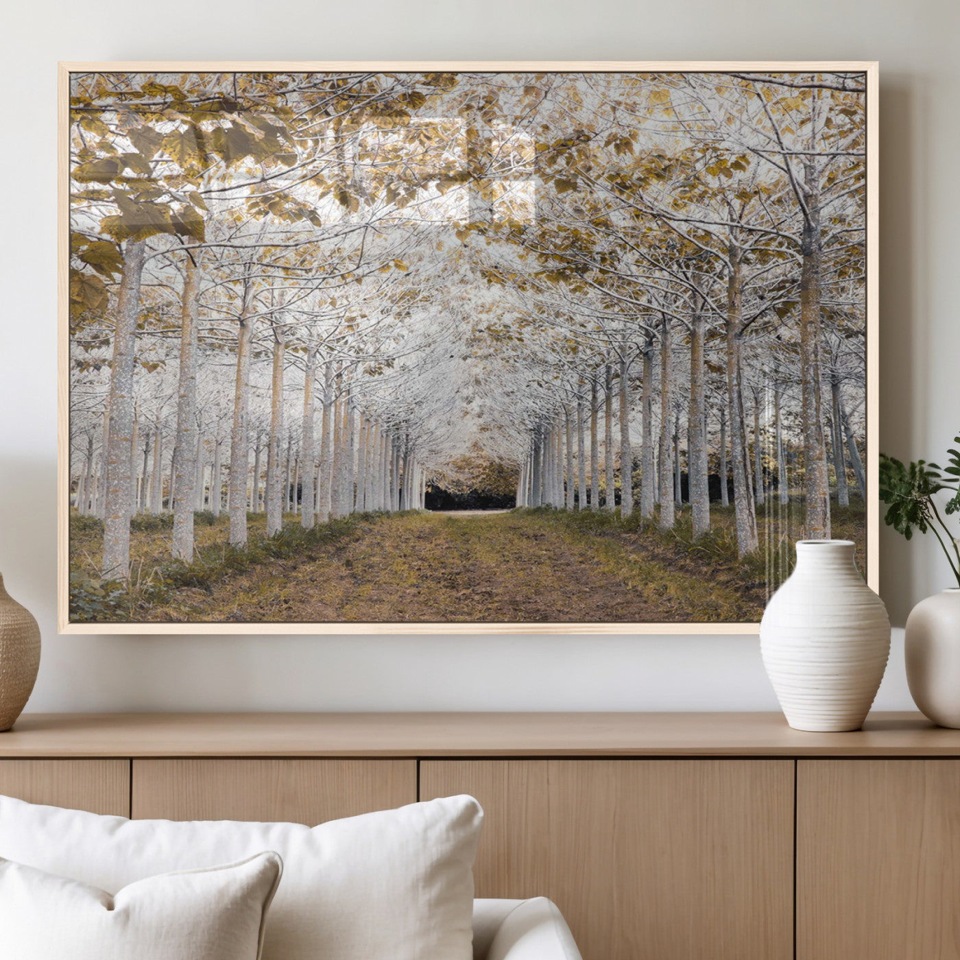 MGV-FP-36X24-3P - Forest Grove Wall Art | Serene Pathway Canvas Print | Ready to Hang and Framed Nature Wall Decor for