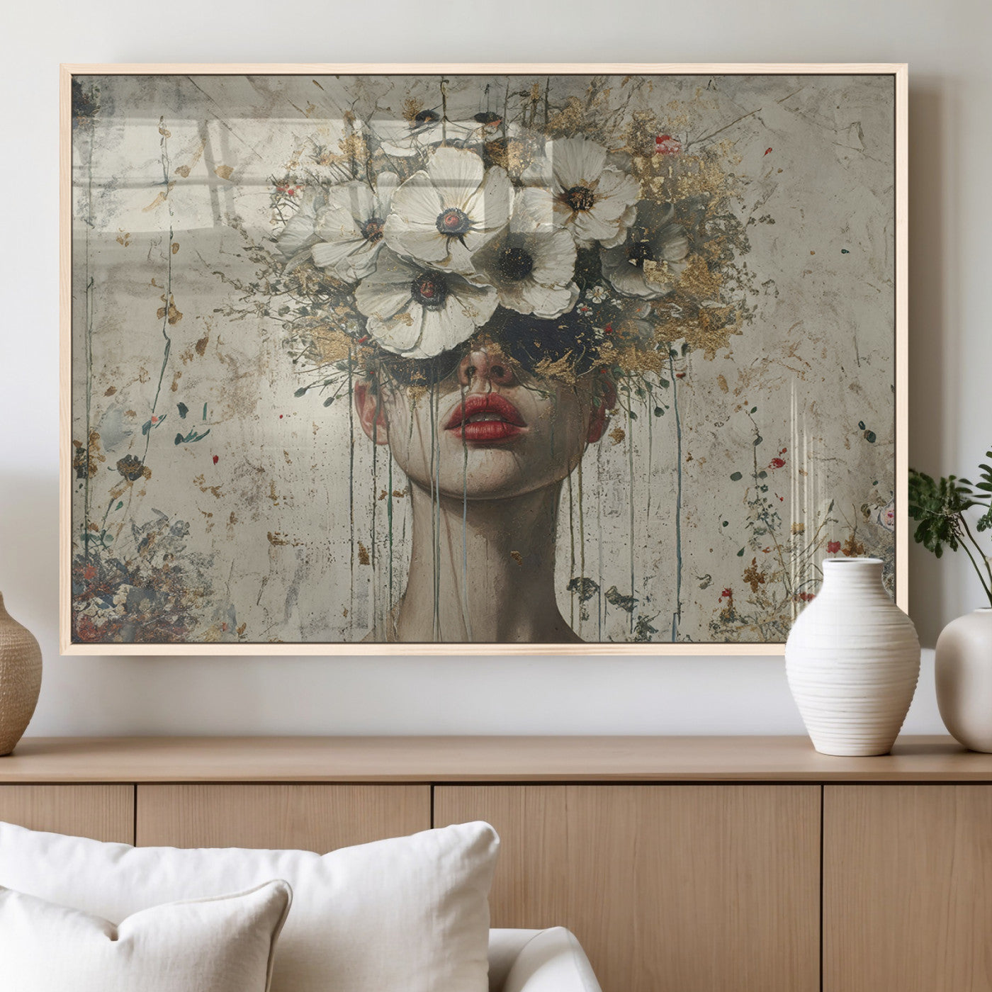 MGV-FP-60X30-3P - Abstract Floral Women Patel Wall Art Canvas Print