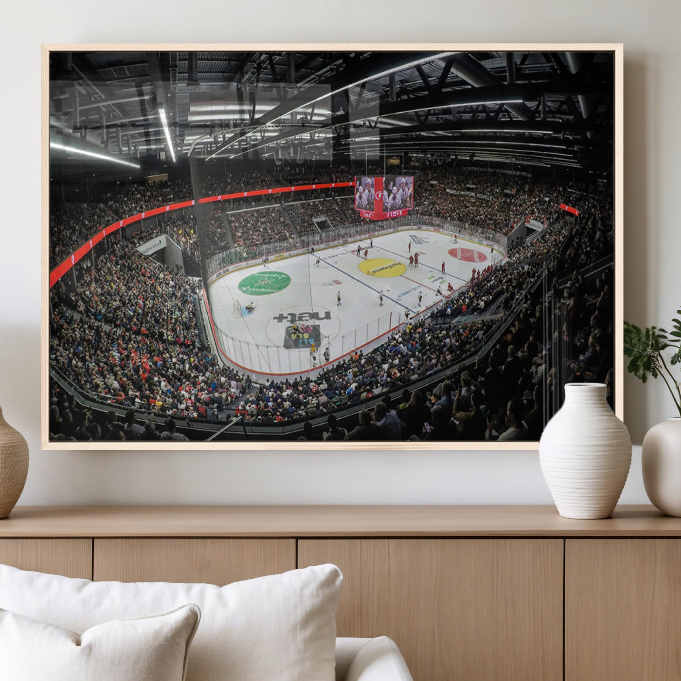 MGV-FP-60X30-3P - Vaudoise Lausanne Ice Hockey Arena Stadium Wall Art Canvas, Vaudoise Lausanne Ice Hockey Canvas