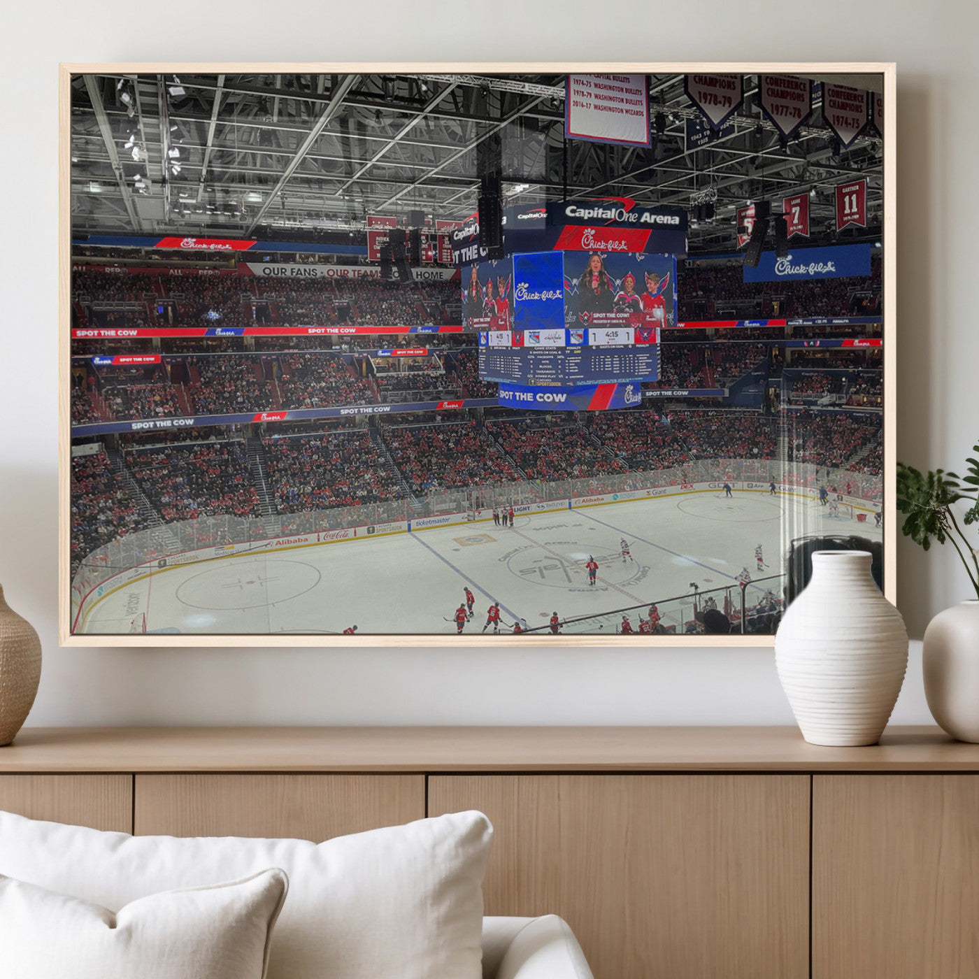 MGV-FP-60X30-3P - Washington Capitols New York Rangers Ice Hockey Game Stadium Wall Art Canvas Print