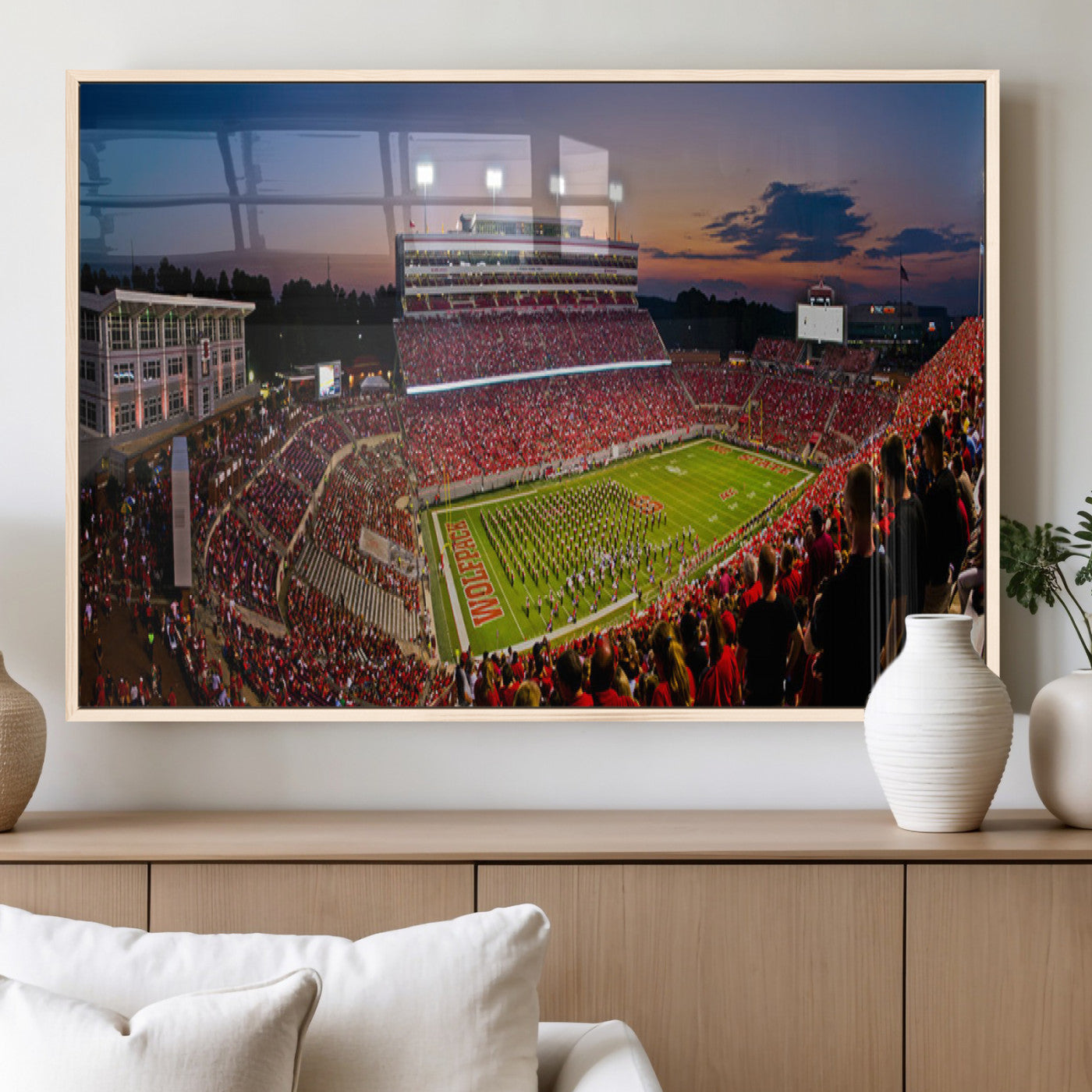 MGV-FP-60X30-3P - NC State Wolfpack Football Team Print - Raleigh Carter-Finley Stadium Wall Art Canvas Print