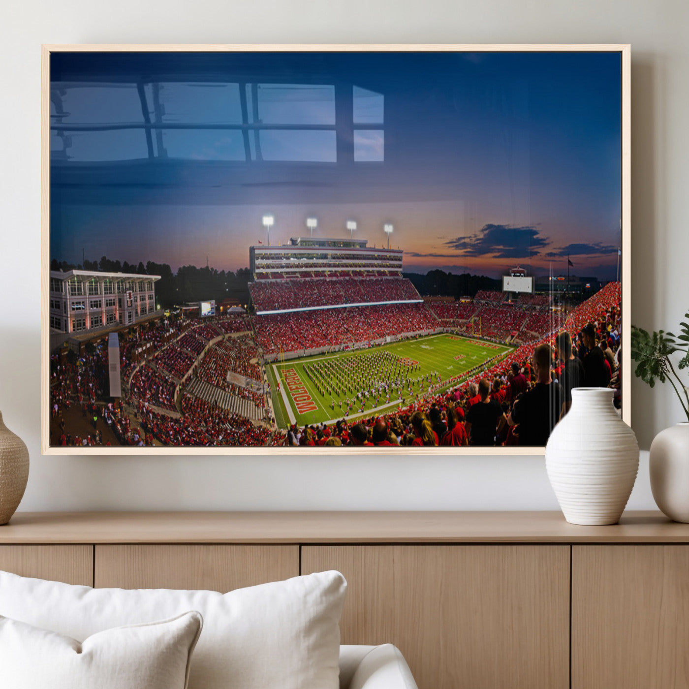 MGV-FP-60X30-3P - NC State Wolfpack Football Team Print - Raleigh Carter-Finley Stadium Wall Art Canvas Print