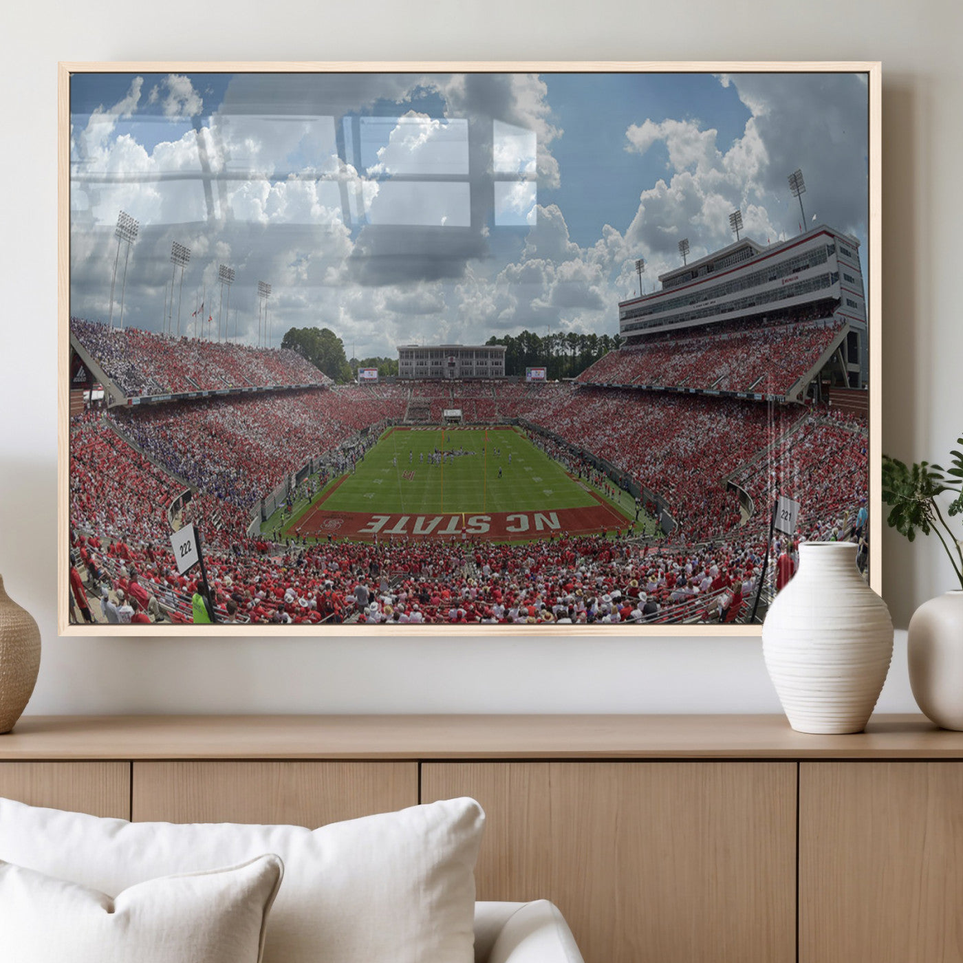 MGV-FP-60X30-3P - NC State Wolfpack Football Team Print Canvas- Raleigh Carter-Finley Stadium Wall Art Canvas Print