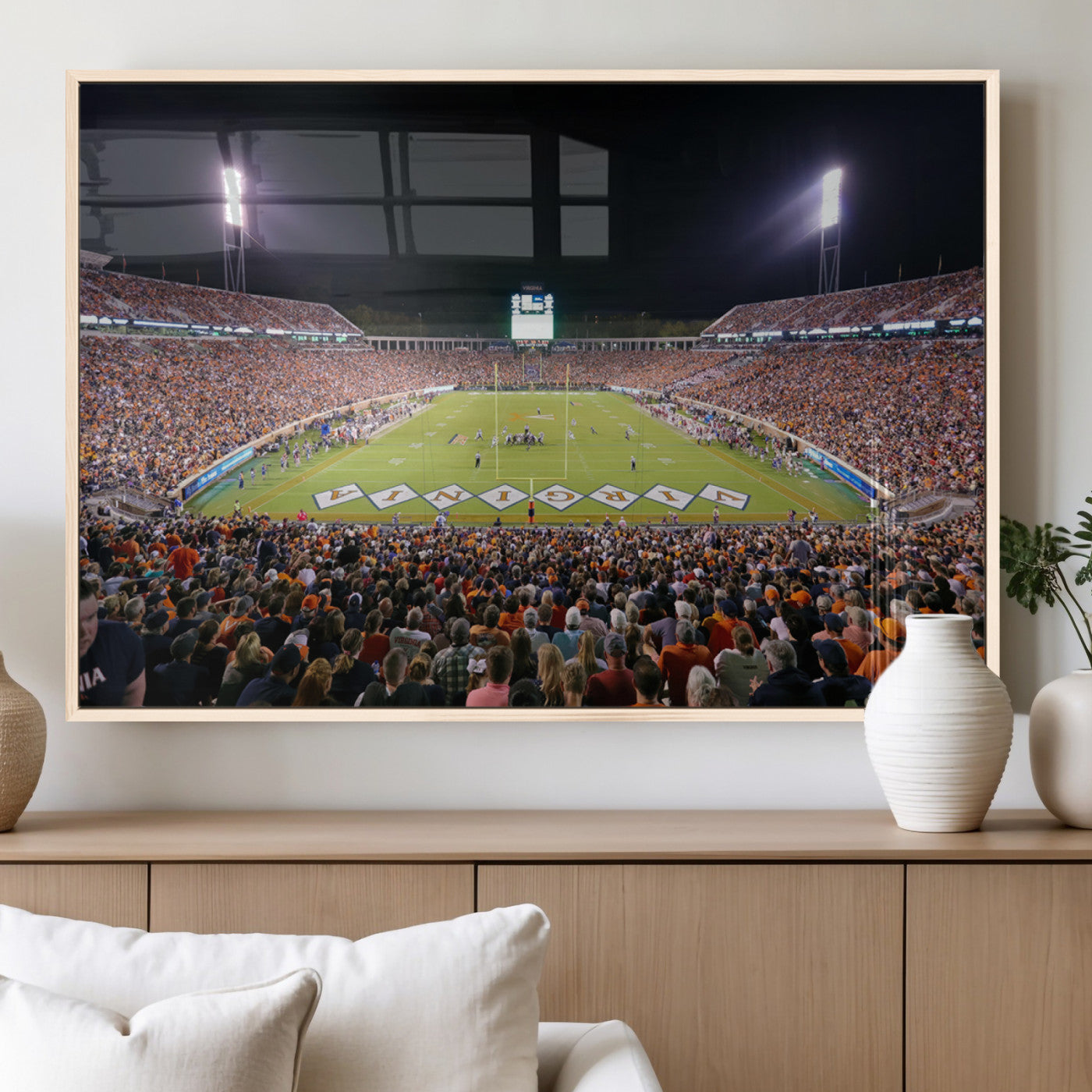 MGV-FP-60X30-3P - Virginia Cavaliers Football Team Print - Charlottesville Scott Stadium Wall Art Canvas Print