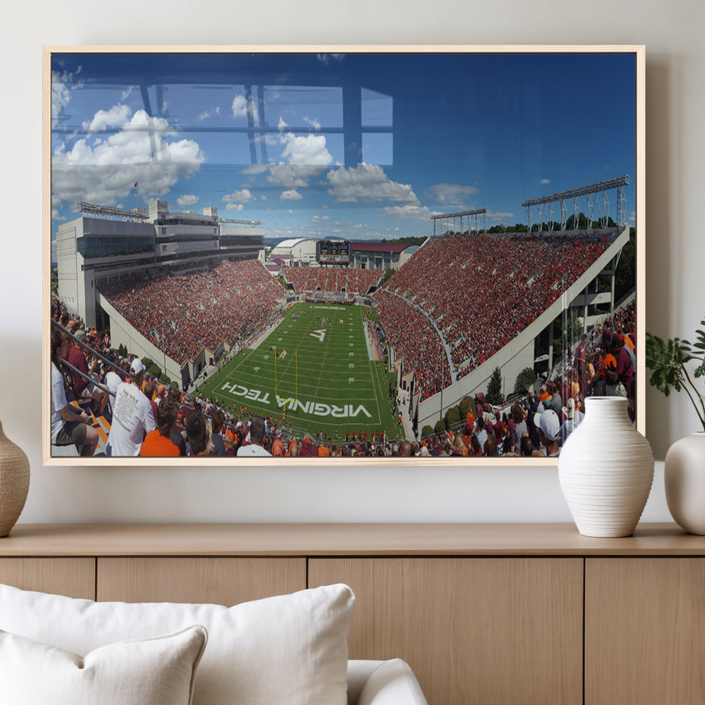 MGV-FP-60X30-3P - Virginia Tech Hokies Football Team Print - Blacksburg Lane Stadium Wall Art Canvas Print