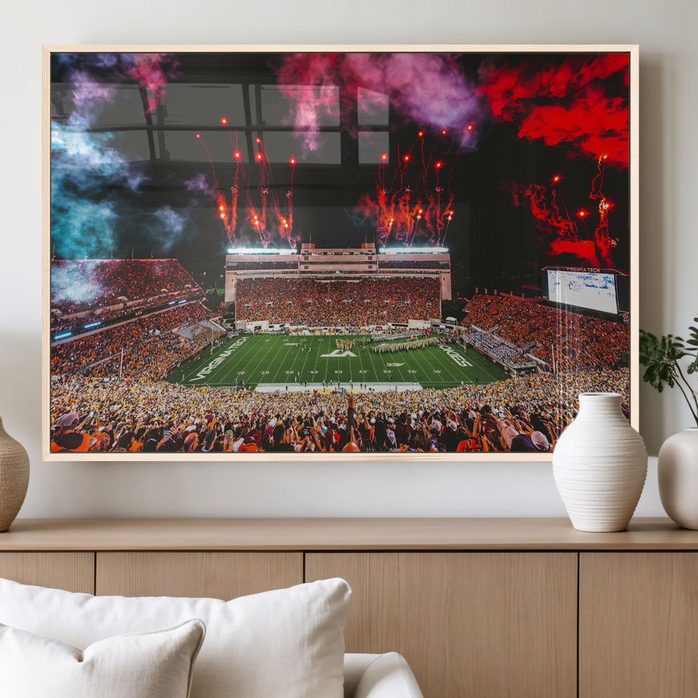 MGV-FP-60X30-3P - Virginia Tech Hokies Football Team Print - Blacksburg Lane Stadium Wall Art Canvas Print