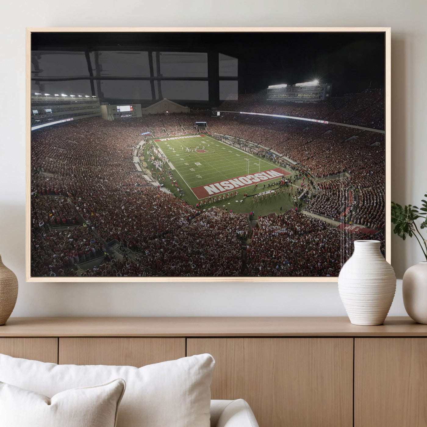 MGV-FP-60X30-3P - Wisconsin Badgers Football Team Print - Madison Camp Randall Stadium Wall Art Canvas Print