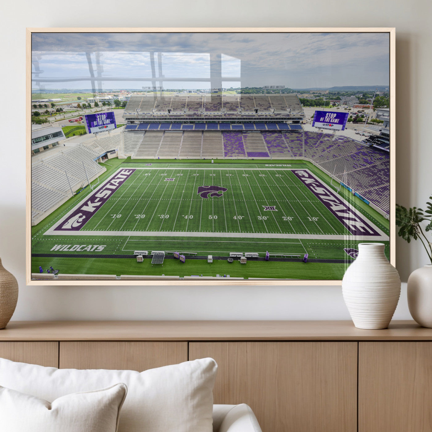 MGV-FP-60X30-3P - KState Wildcats Football Team Print - Manhattan Bill Snyder Family Football Stadium Wall Art Canvas