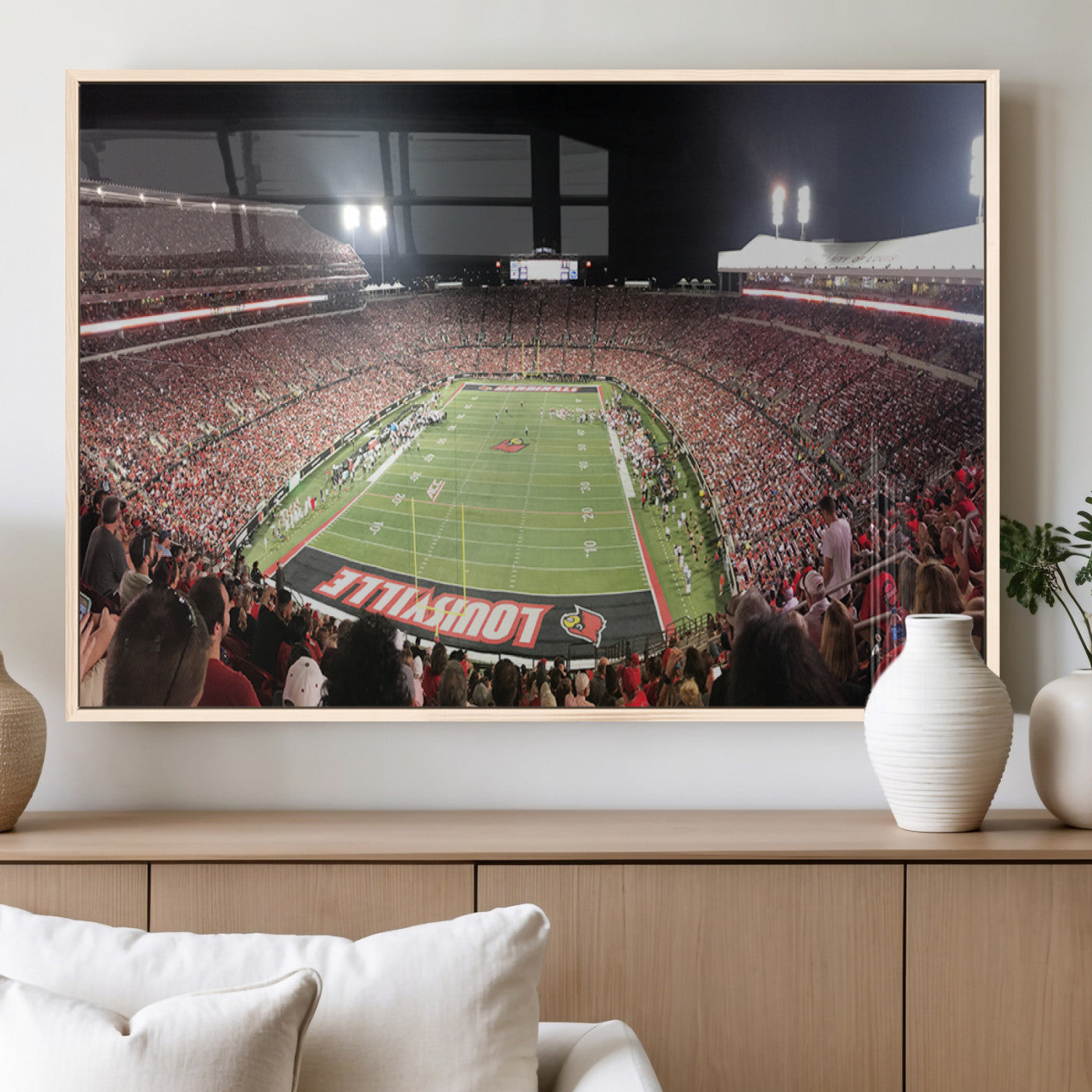 MGV-FP-60X30-3P - University of Louisville Cardinals Football Team Print - Louisville Cardinal Stadium Wall Art Canvas