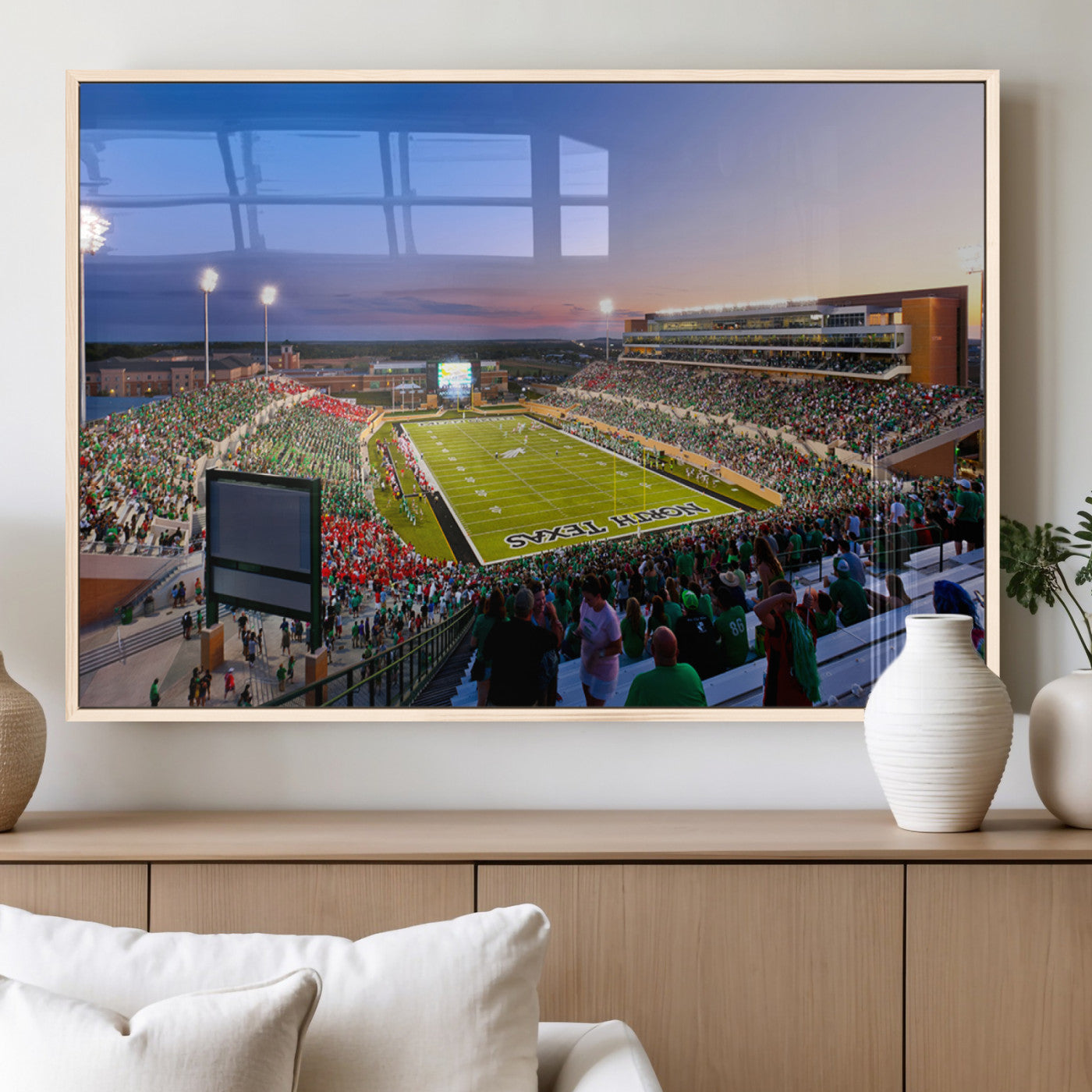 MGV-FP-60X30-3P - University of North Texas Mean Green Football Team Print - Denton DATCU Stadium Canvas Print Wall