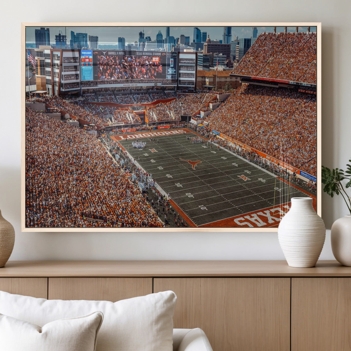 MGV-FP-60X30-3P - University of Texas Longhorns Football Team Print - Austin Darrell K Royal-Texas Memorial Stadium