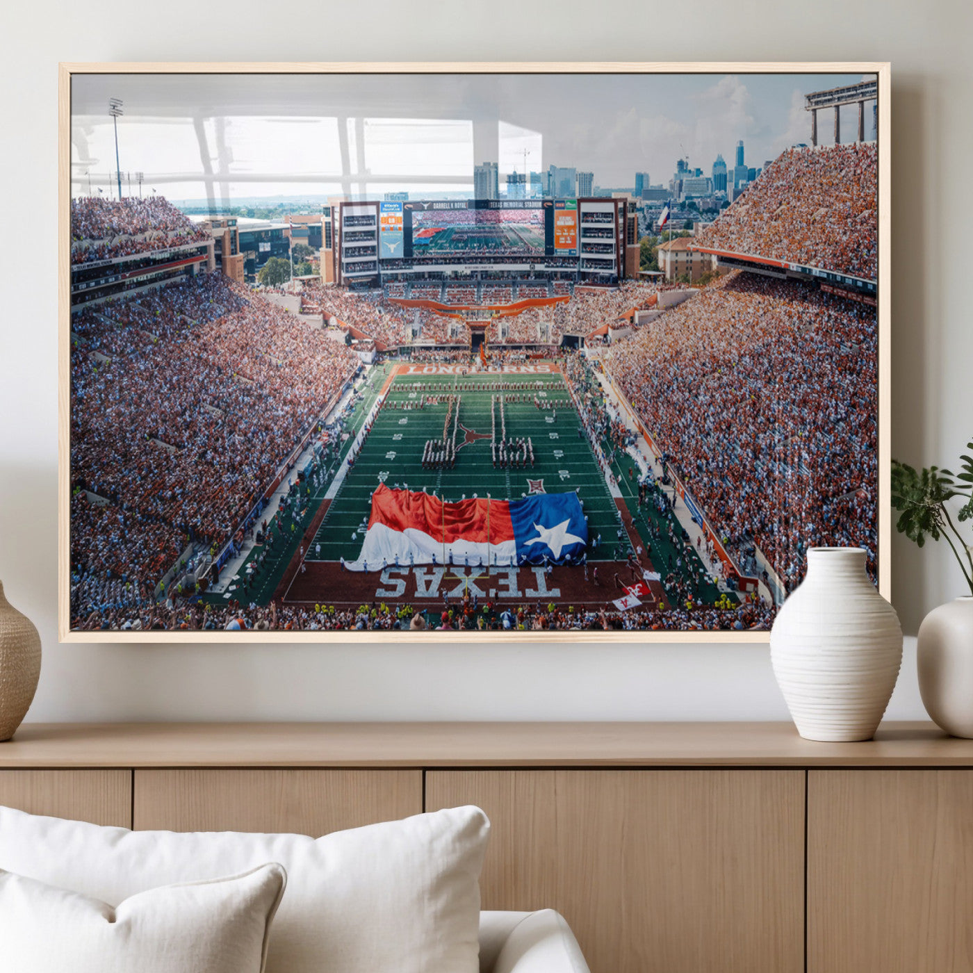 MGV-FP-60X30-3P - University of Texas Longhorns Football Team Canvas Print - Austin Darrell K Royal-Texas Memorial
