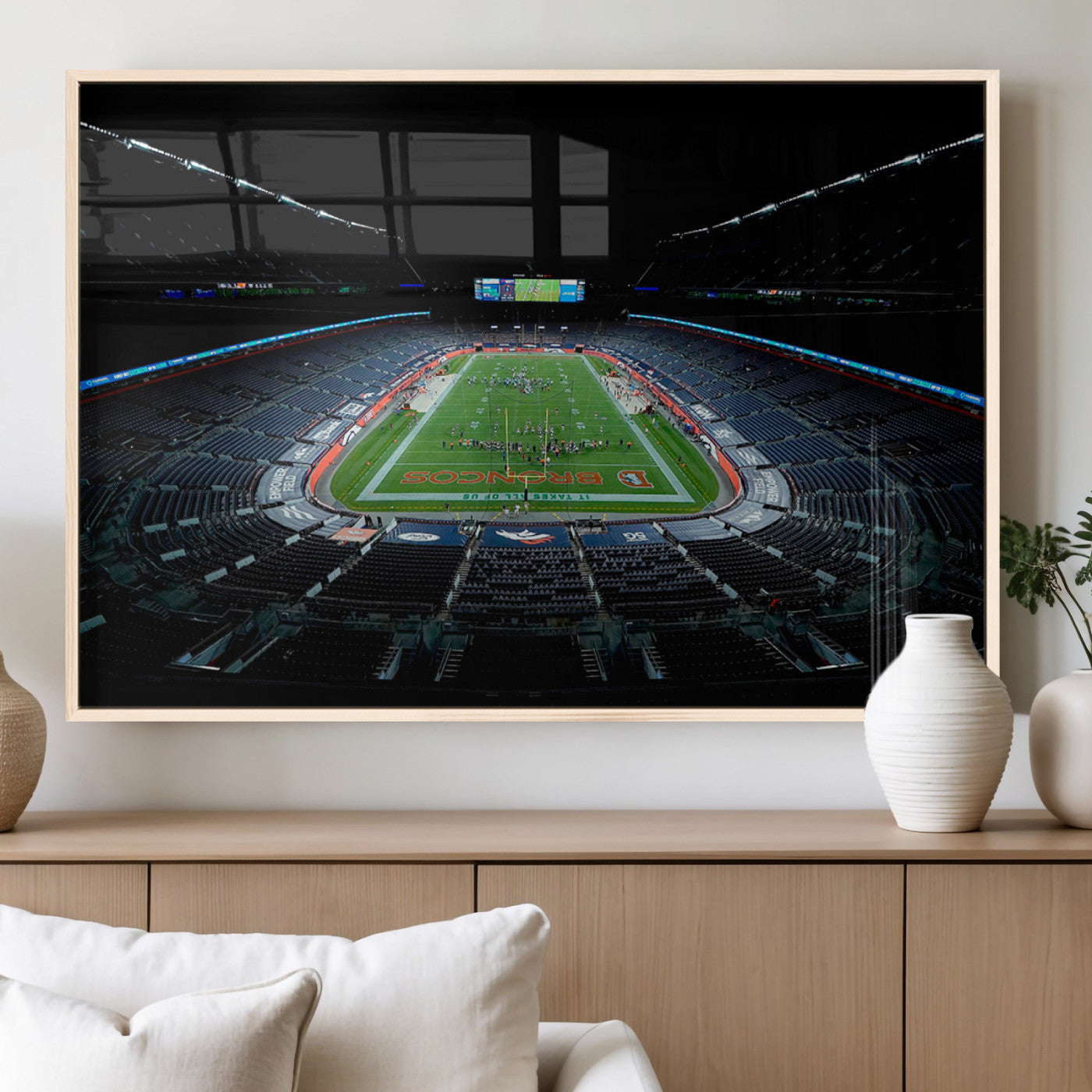 MGV-FP-60X30-3P - Denver Broncos Football Team Print Canvas- Denver Empower Field at Mile High Stadium Wall Art Canvas