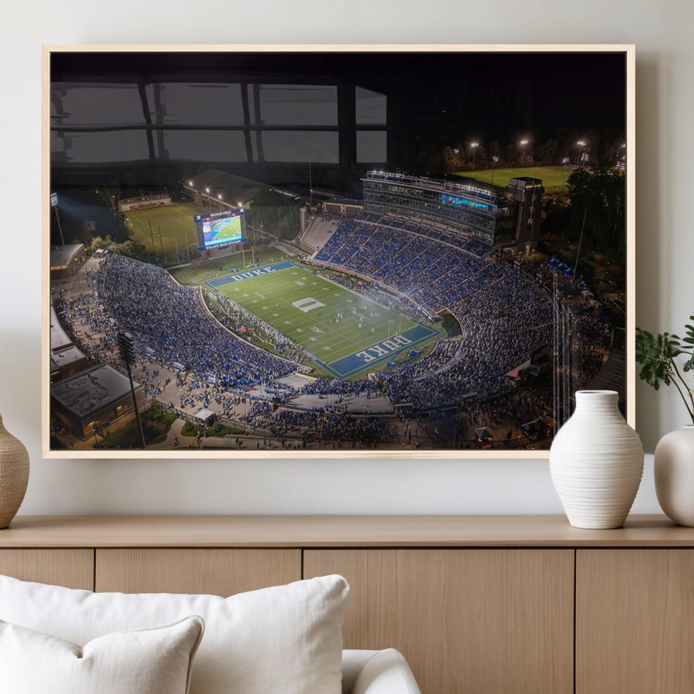 MGV-FP-60X30-3P - Duke University Blue Devils Football Print Canvas - Durham Wallace Wade Stadium Wall Art Canvas