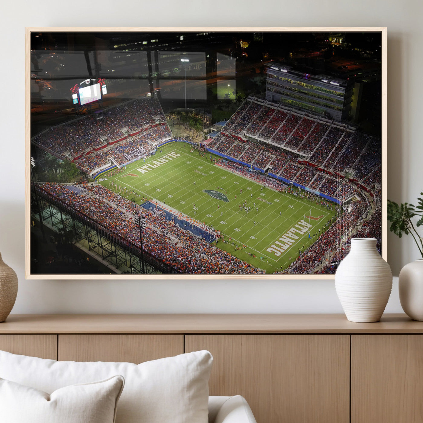 MGV-FP-60X30-3P - Florida Atlantic University Owls Canvas Print, Football Team Print - Boca Raton FAU Stadium Wall Art