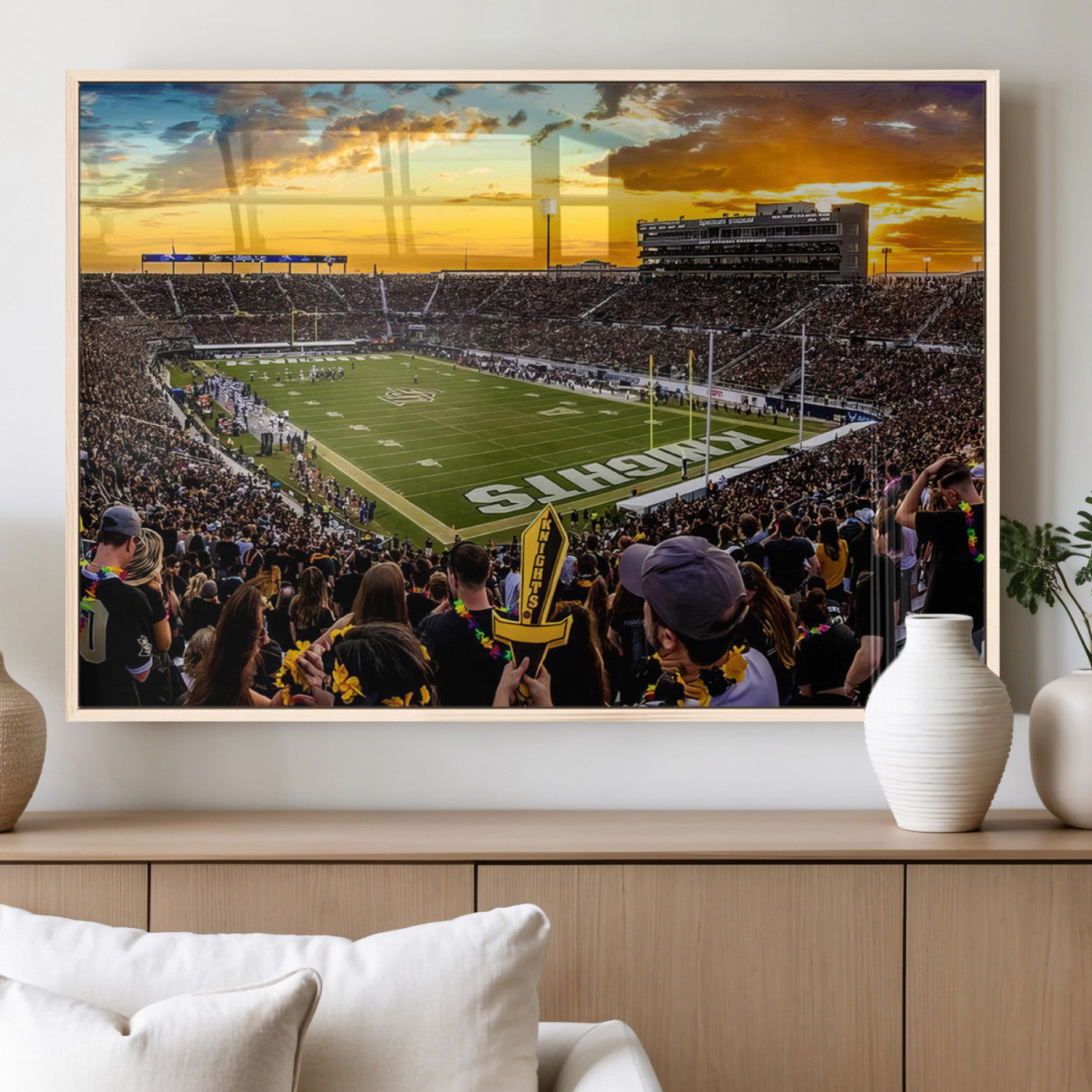 MGV-FP-60X30-3P - UCF Knights Football Team Print - Orlando FBC Mortgage Stadium, UCF Knights Wall Art Canvas Print