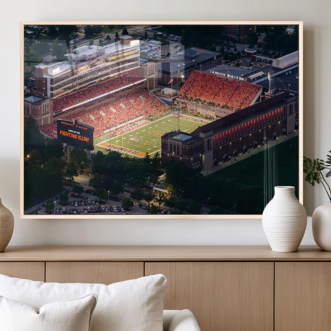 MGV-FP-60X30-3P - University of Illinois Fighting Illini Football Team Print - Champaign Illinois Memorial Stadium