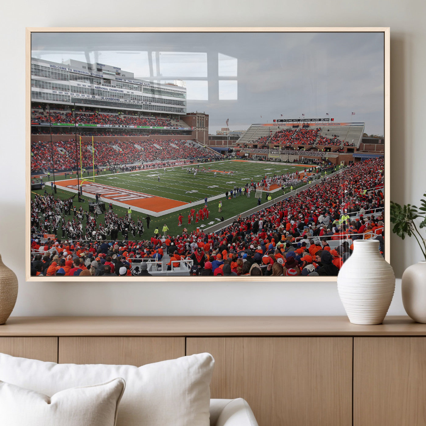 MGV-FP-60X30-3P - University of Illinois Fighting Illini Football Team Print - Champaign Illinois Memorial Stadium
