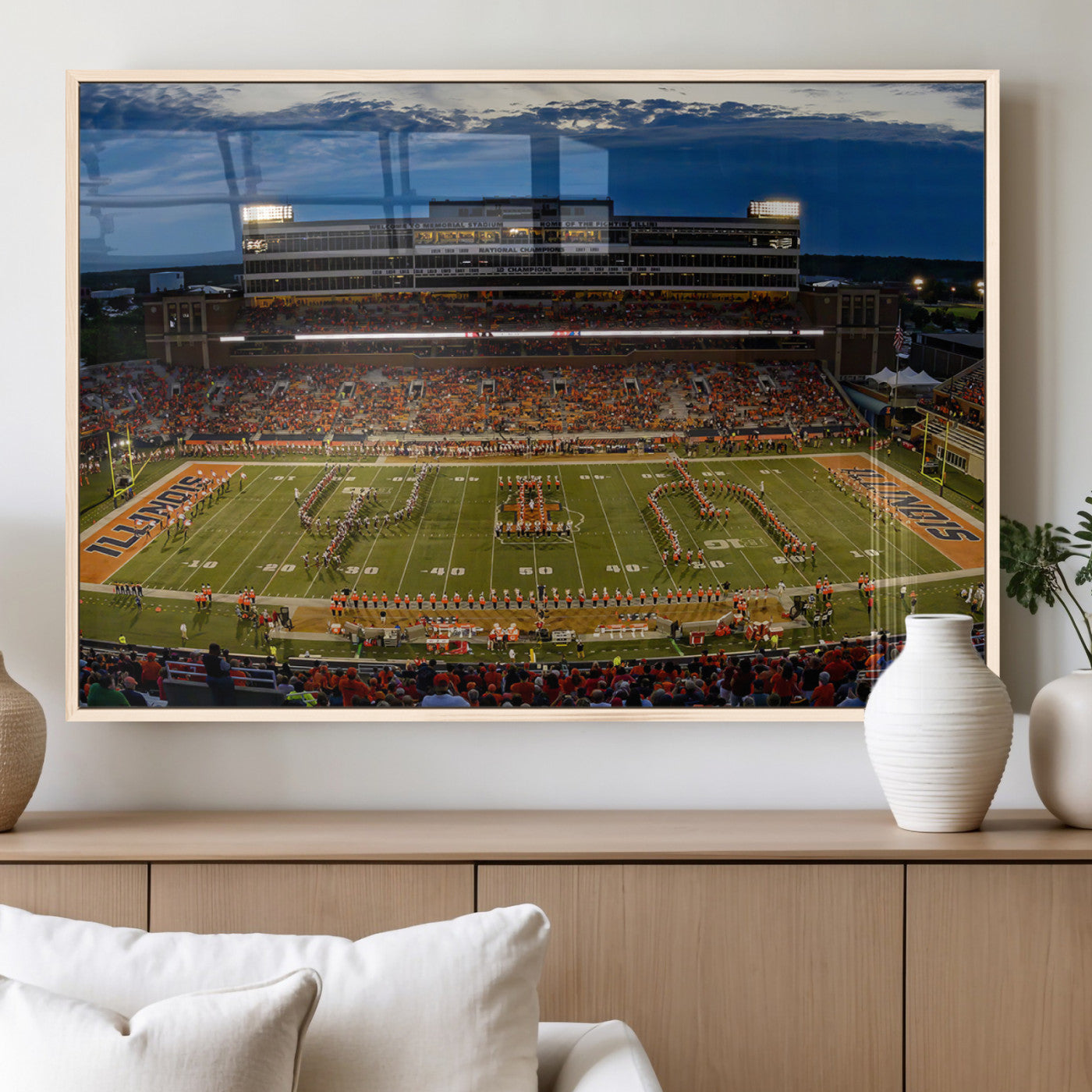 MGV-FP-60X30-3P - University of Illinois Fighting Illini Football Team Print - Champaign Illinois Memorial Stadium