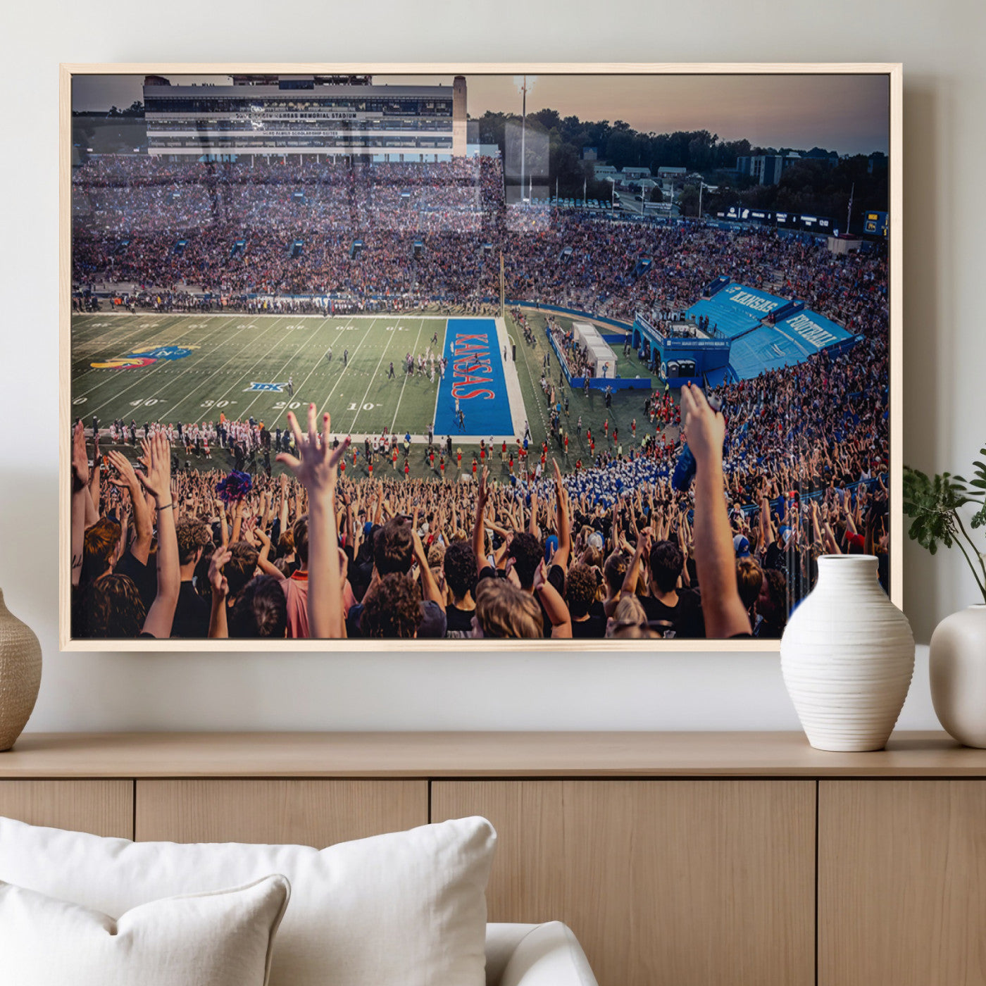 MGV-FP-60X30-3P - University of Kansas Jayhawks Football Team Art Print - Lawrence Kansas Memorial Stadium Wall Art