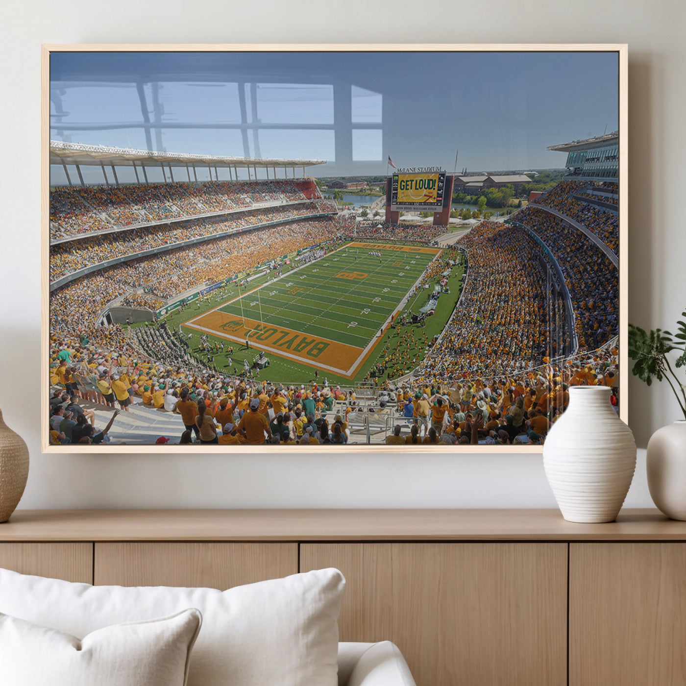 MGV-FP-60X30-3P - Baylor University Bears Football Team Print - Waco McLane Stadium Wall Art Canvas Print