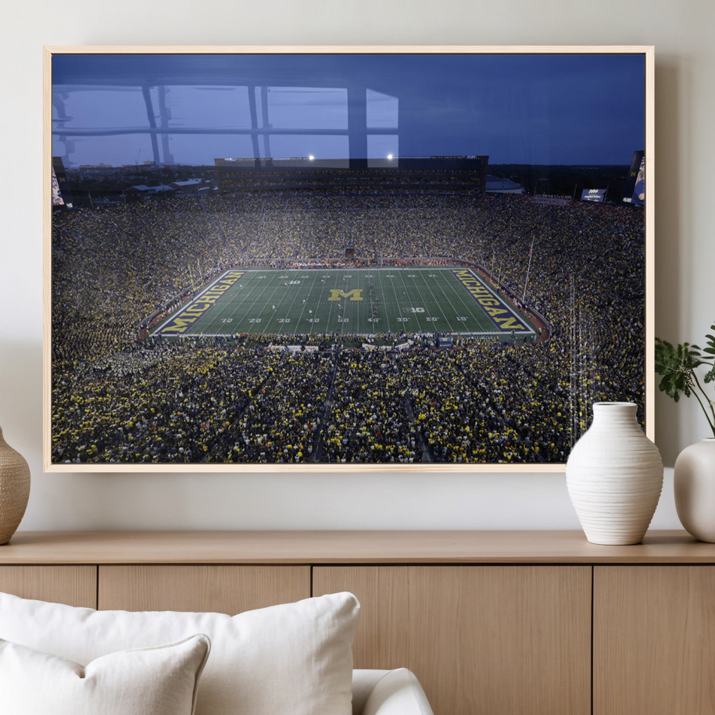 MGV-FP-60X30-3P - University of Michigan Wolverines Football Team Print - Ann Arbor Michigan Stadium Wall Art Canvas