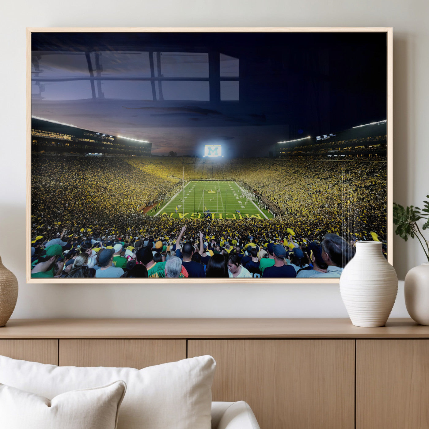 MGV-FP-60X30-3P - University of Michigan Wolverines Football Team Print - Ann Arbor Michigan Stadium Canvas Print