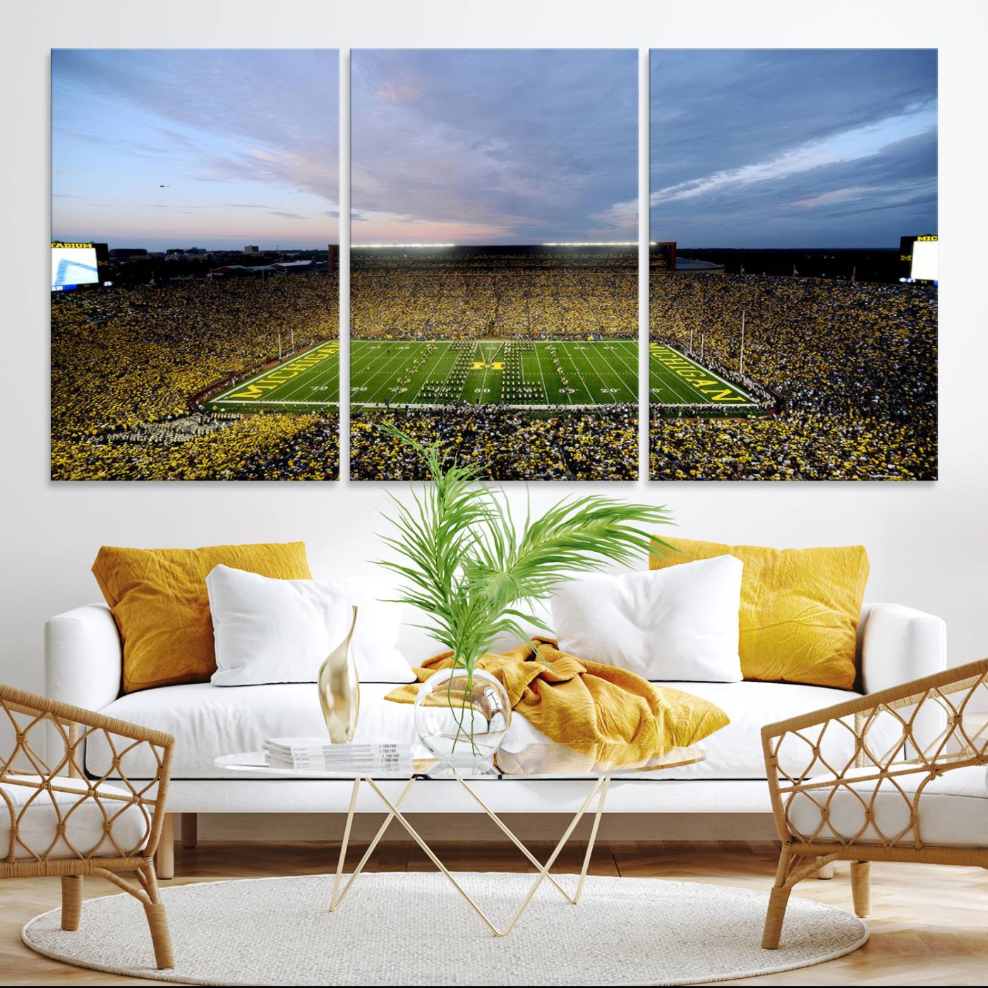 82641-MGV-CV-36X24-University of Michigan Wolverines Football Team Print - Ann Arbor Michigan Stadium Wall Art Canvas Print
