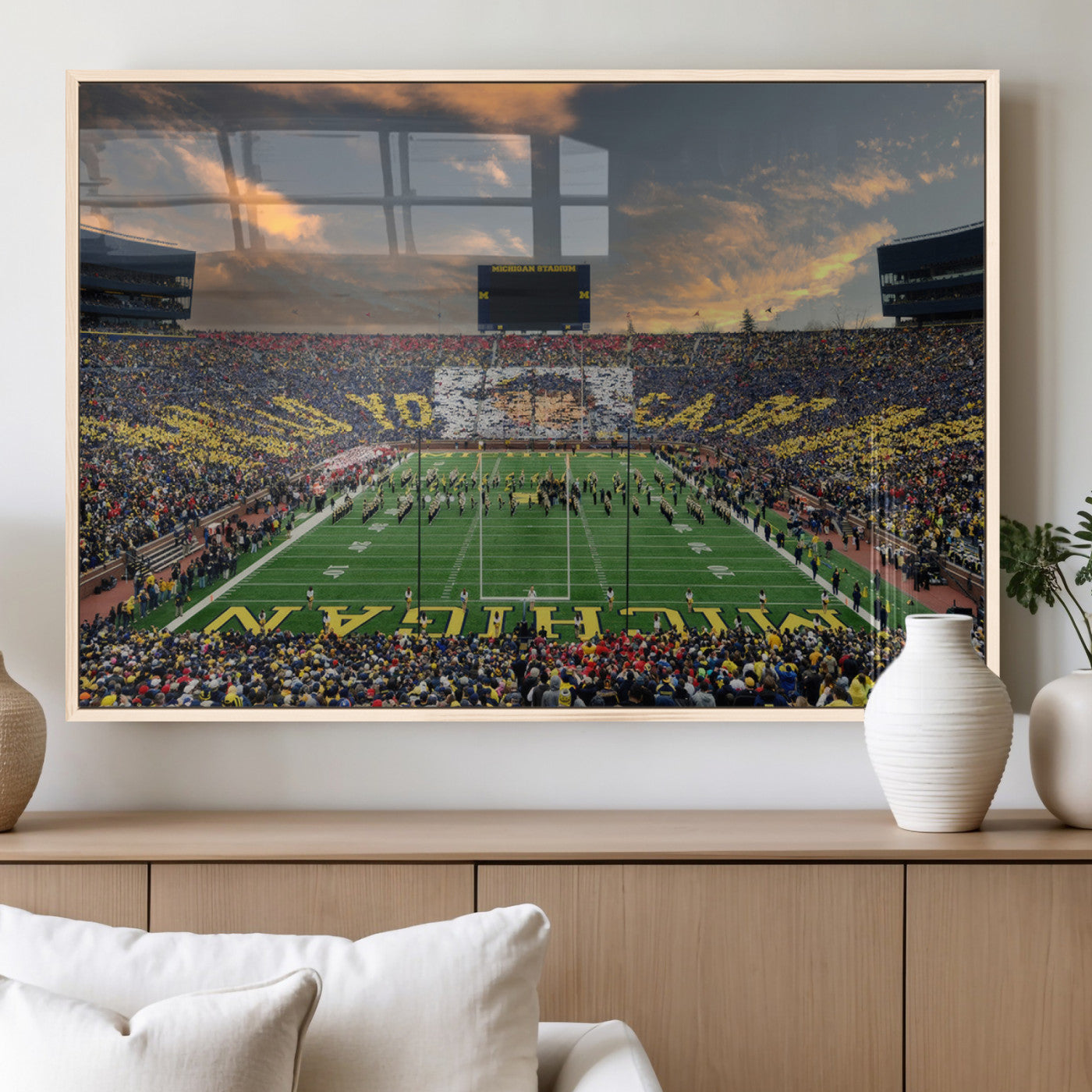 MGV-FP-60X30-3P - University of Michigan Wolverines Print Canvas, Football Team Print - Ann Arbor Michigan Stadium