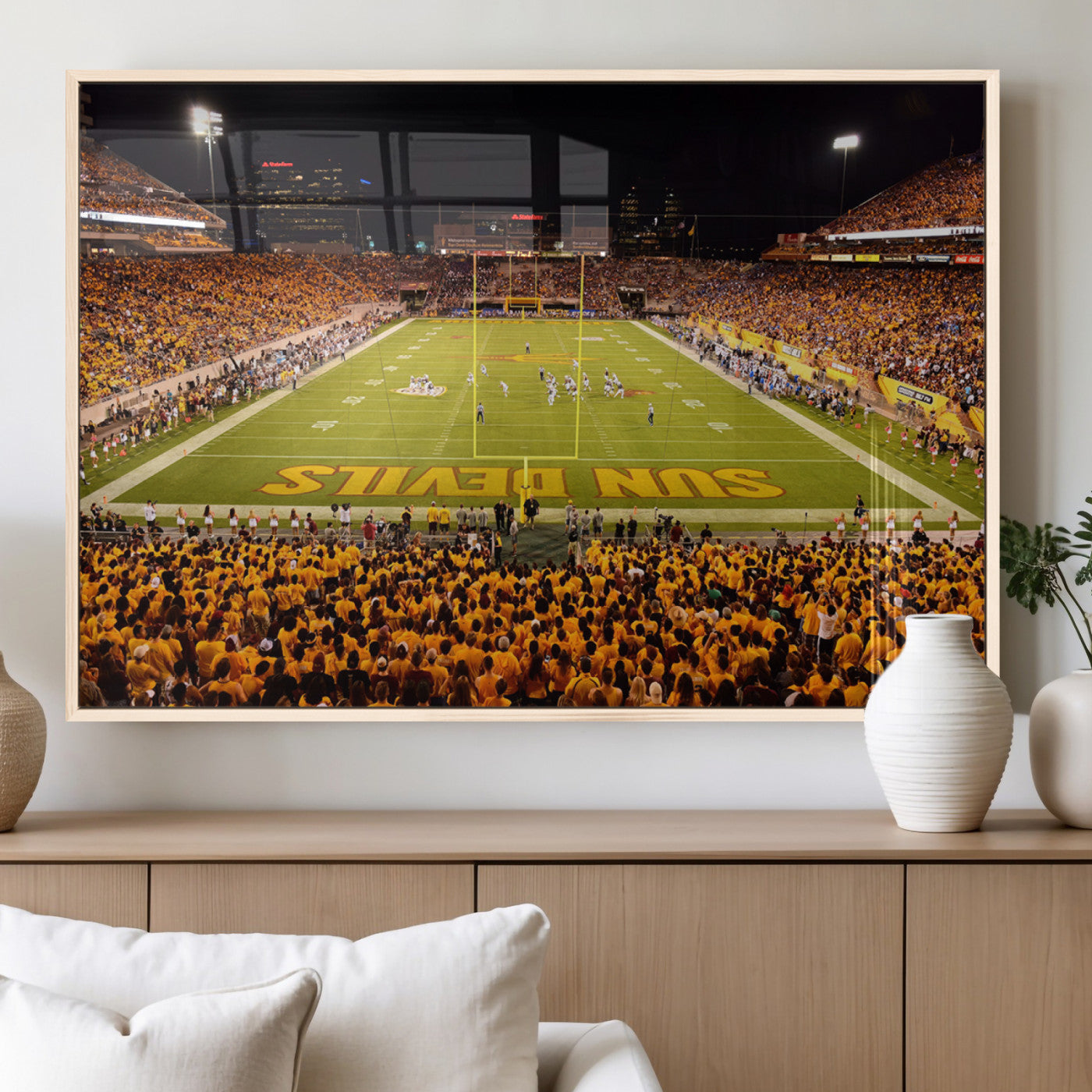 MGV-FP-60X30-3P - ASU Sun Devils Football Team Print - Phoenix Mountain America Stadium Wall Art Canvas Print