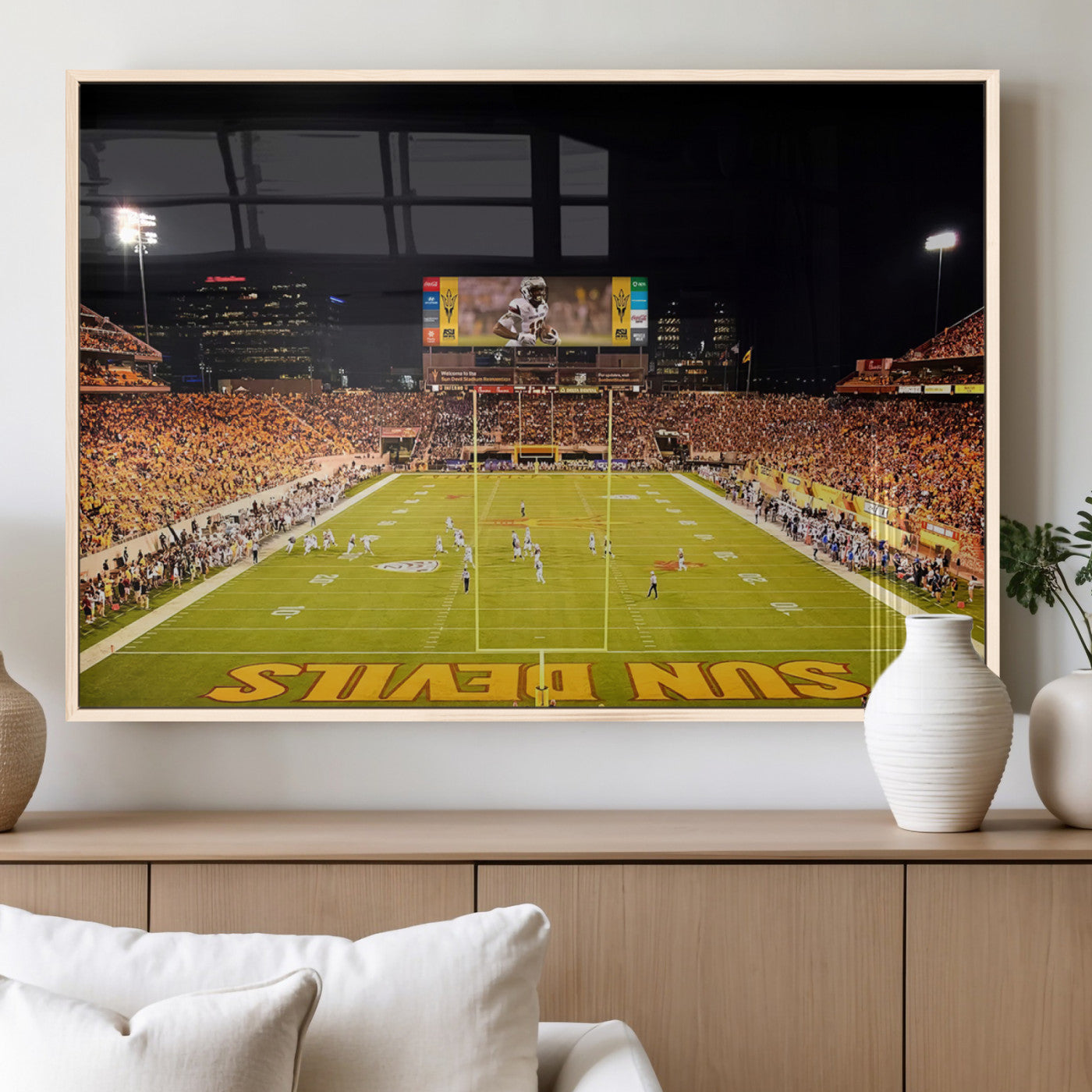 MGV-FP-60X30-3P - ASU Sun Devils Football Team Print - Phoenix Mountain America Stadium Canvas Print