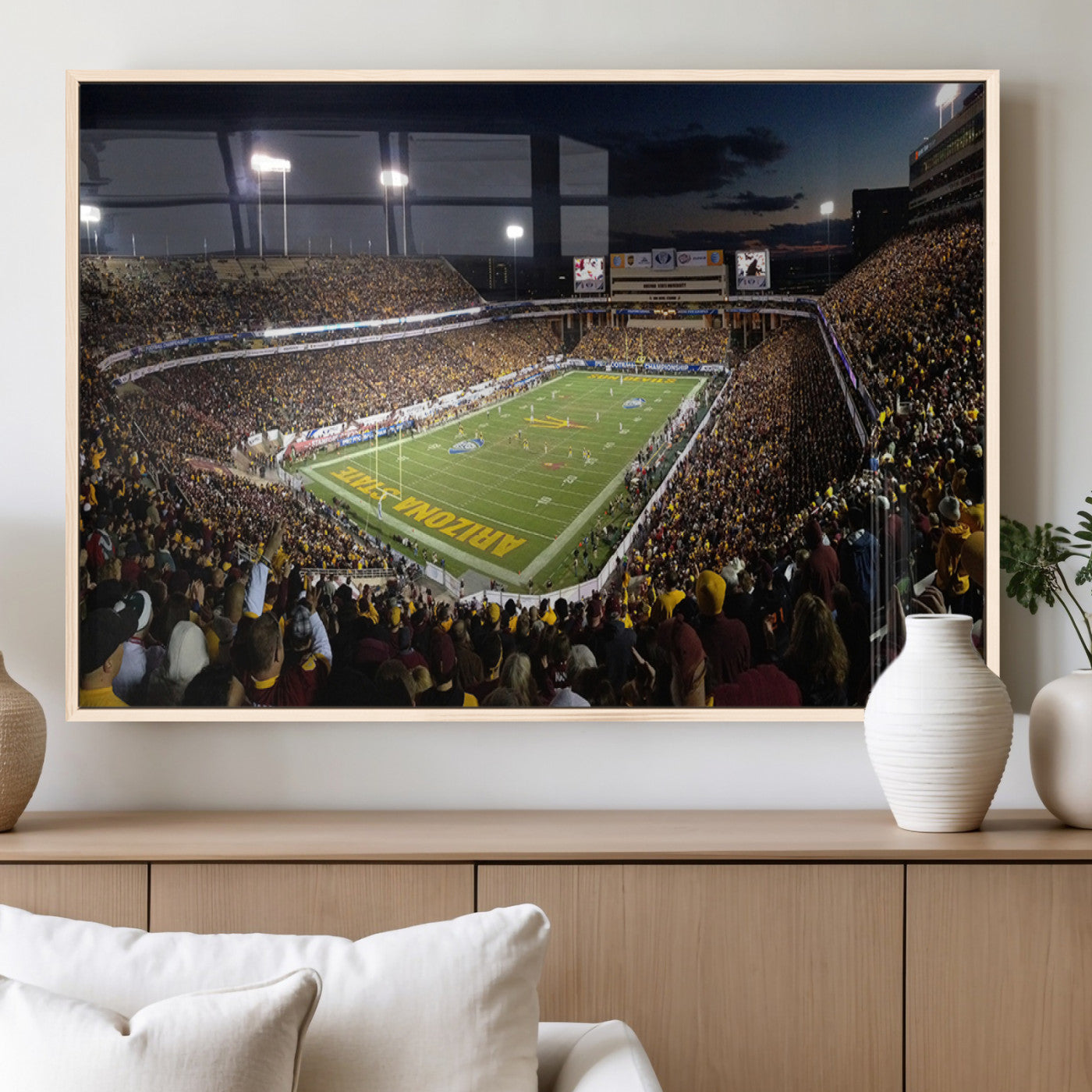 MGV-FP-60X30-3P - ASU Sun Devils Football Team Print Canvas - Phoenix Mountain America Stadium Wall Art Canvas Print