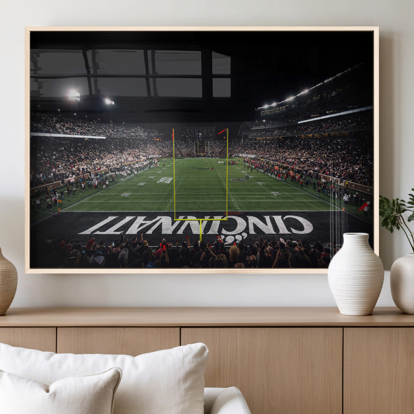 MGV-FP-60X30-3P - Cincinnati Bearcats Football Team Print - Nippert Stadium Wall Art Canvas Print