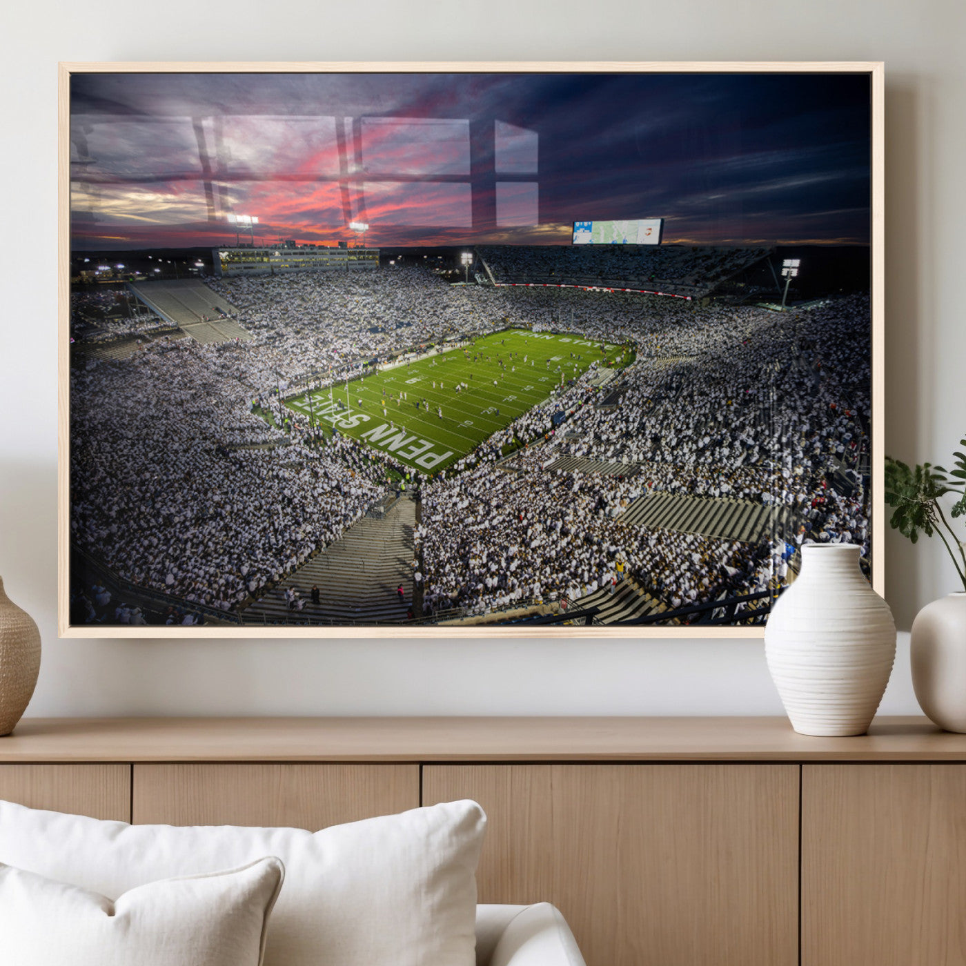 MGV-FP-60X30-3P - Penn State Nittany Lions Football Team Print - University Park Beaver Stadium Art Canvas Print