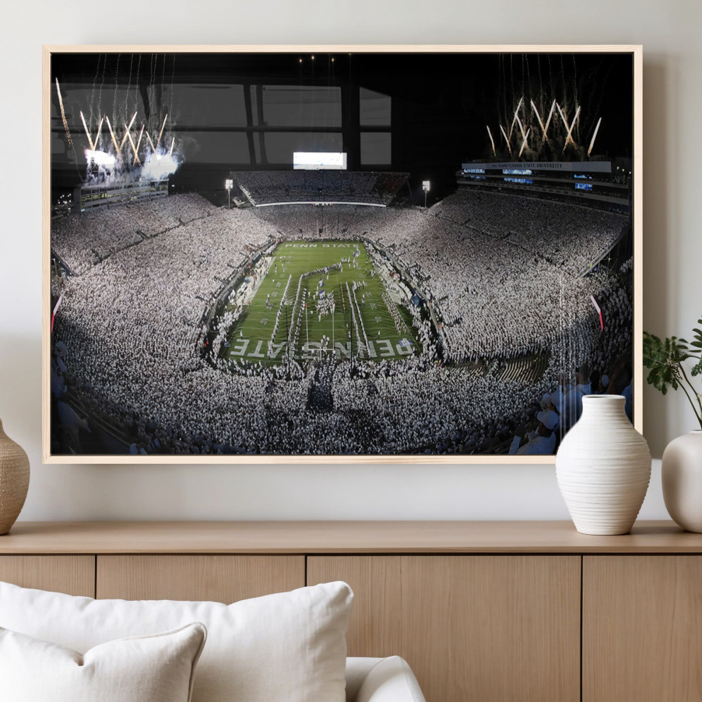 84537-MGV-FP-60X30-3P_Natural-Penn State Beaver Stadium Canvas Wall Art - Nittany Lions Football Print