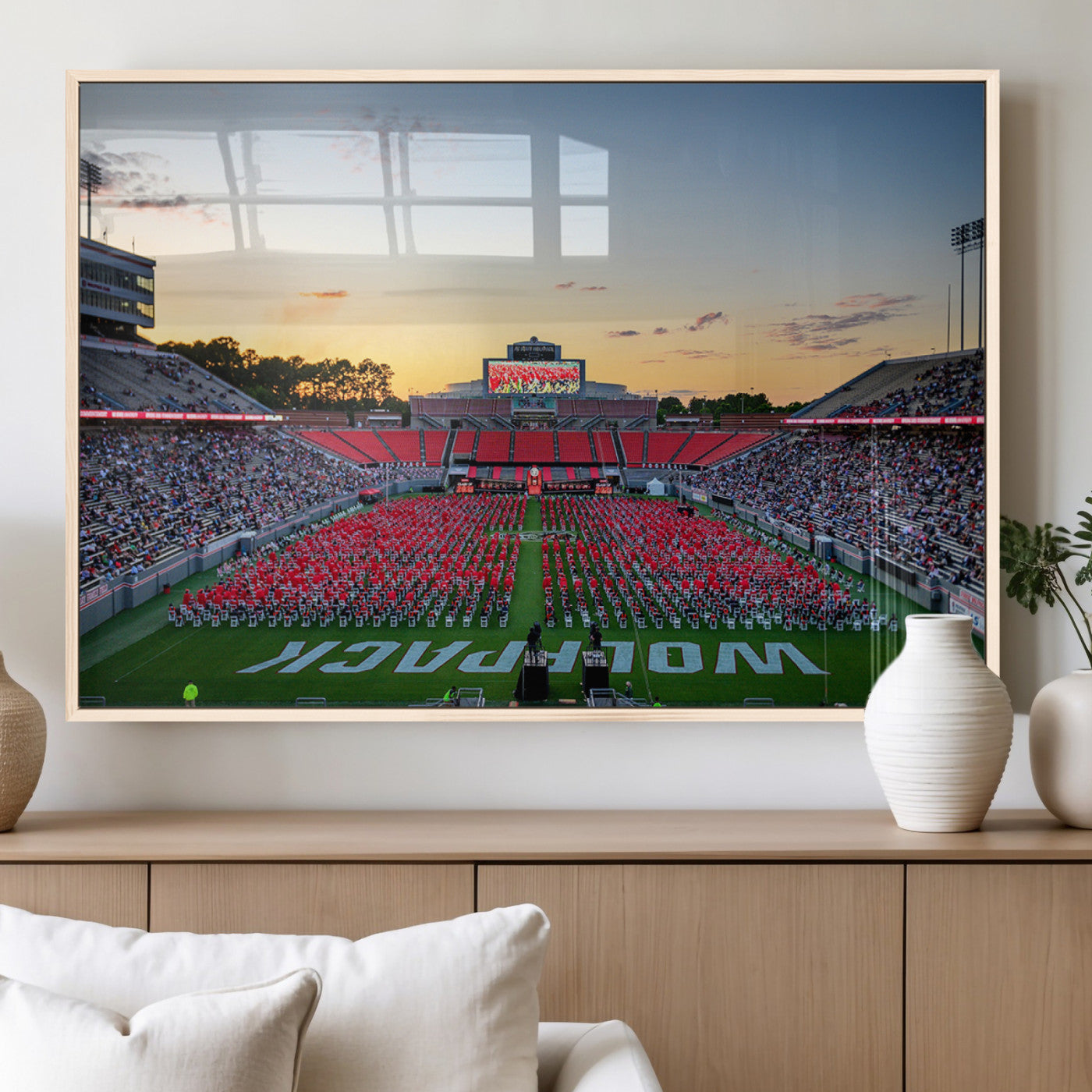 MGV-FP-60X30-3P - NC State Wolfpack Football Team Print Wall Art - Raleigh Carter-Finley Stadium Wall Art Canvas Print