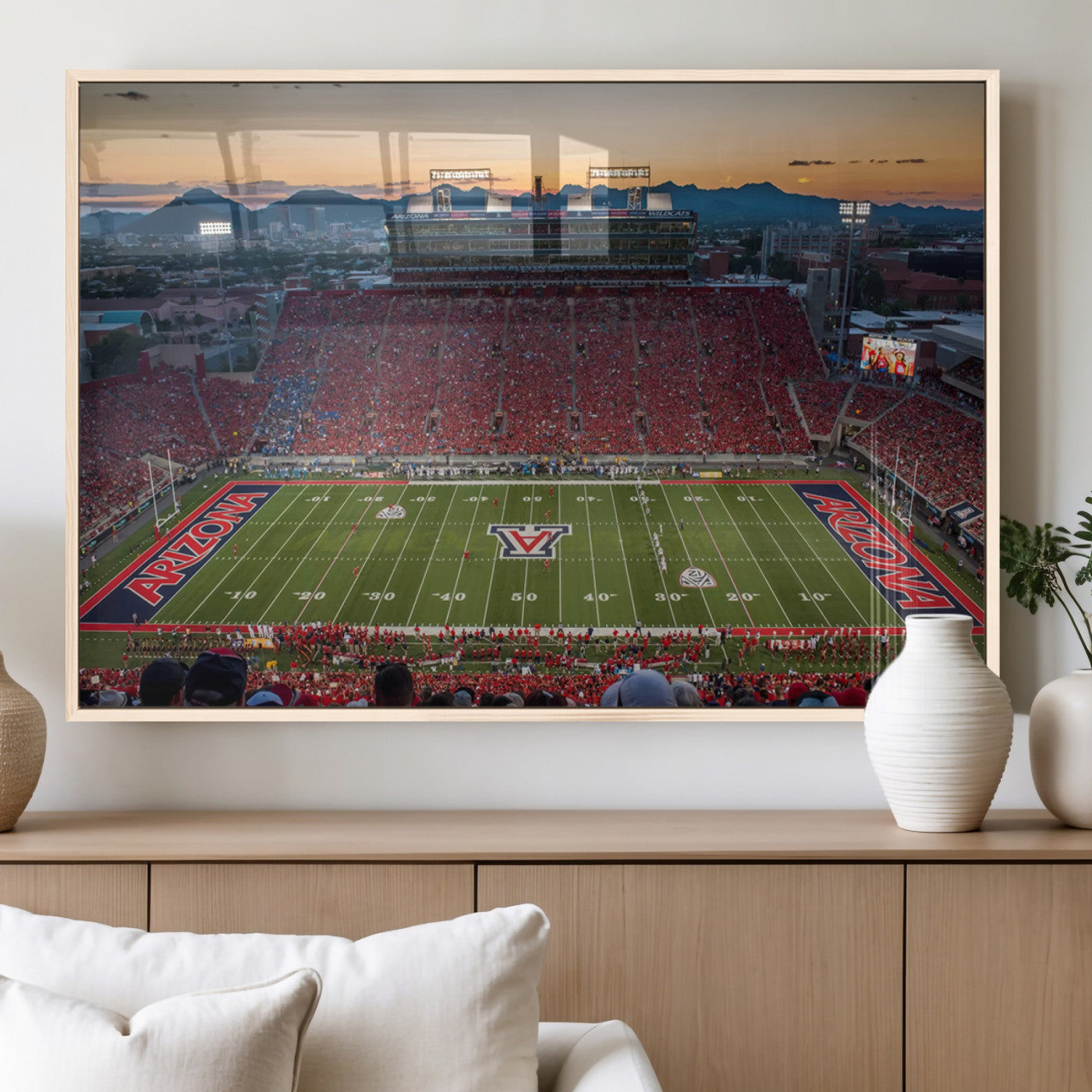 MGV-FP-60X30-3P - Arizona Wildcats Football Team Print - Tucson Arizona Stadium Wall Art Canvas Print
