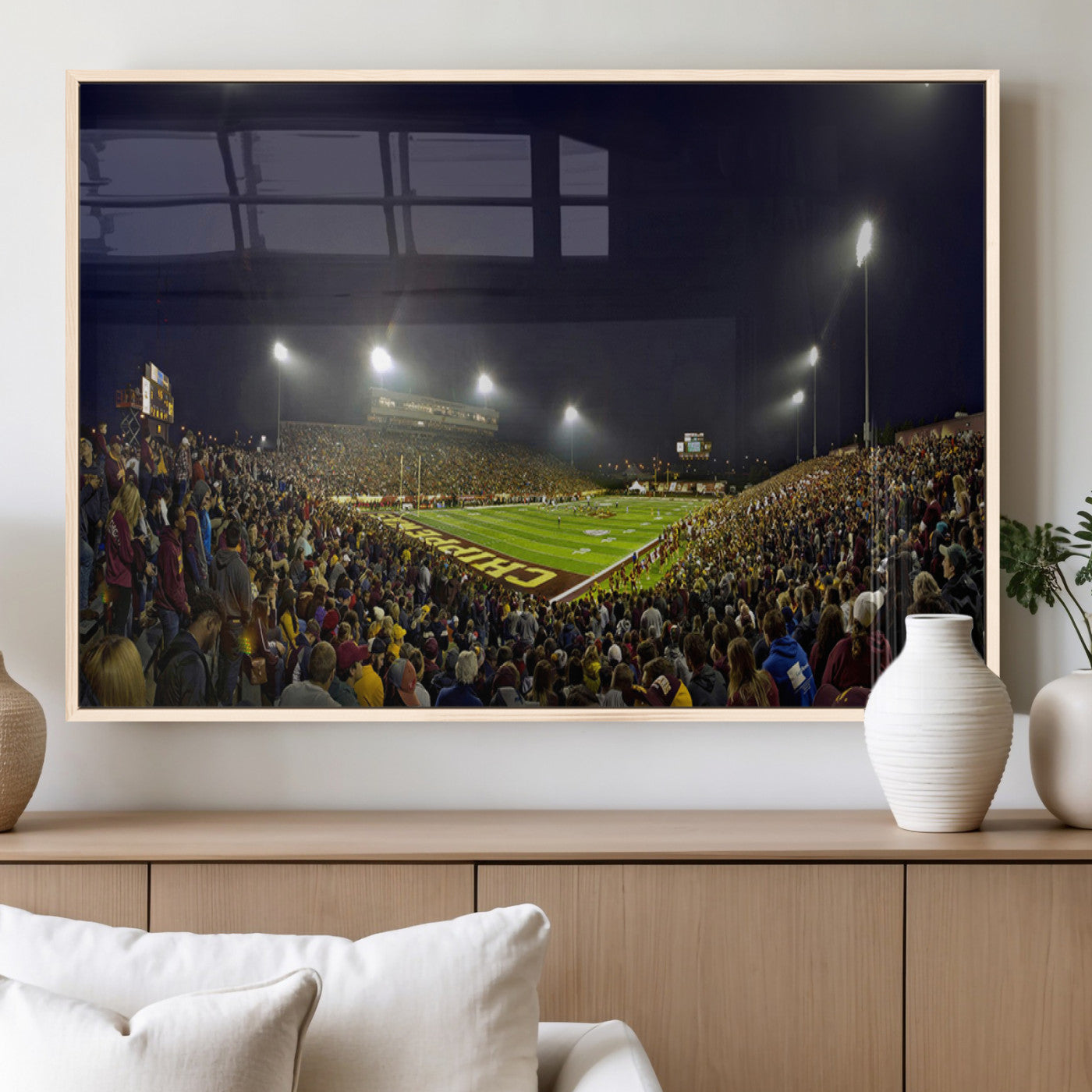 MGV-FP-60X30-3P - Central Michigan University Chippewas Canvas Wall Art, Football Team Print - Mount Pleasant
